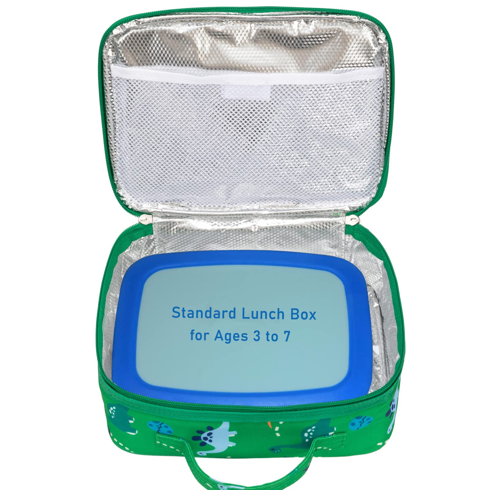Dinosaur Insulated Lunch Box Bag for Kids - Leak Proof & Thermal Insulation, Perfect for Preschool, Kindergarten, School & Travel - Green Lunch Bag for Boys & Girls