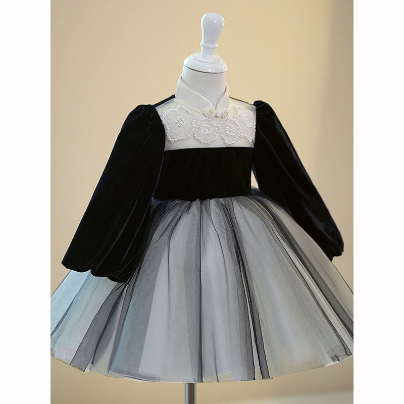 Elegant Black Button Catwalk Princess Dress for Baby Girls | Toddler Birthday Party Dress | Perfect for Birthday Parties, Photo Shoots & Special Occasions
