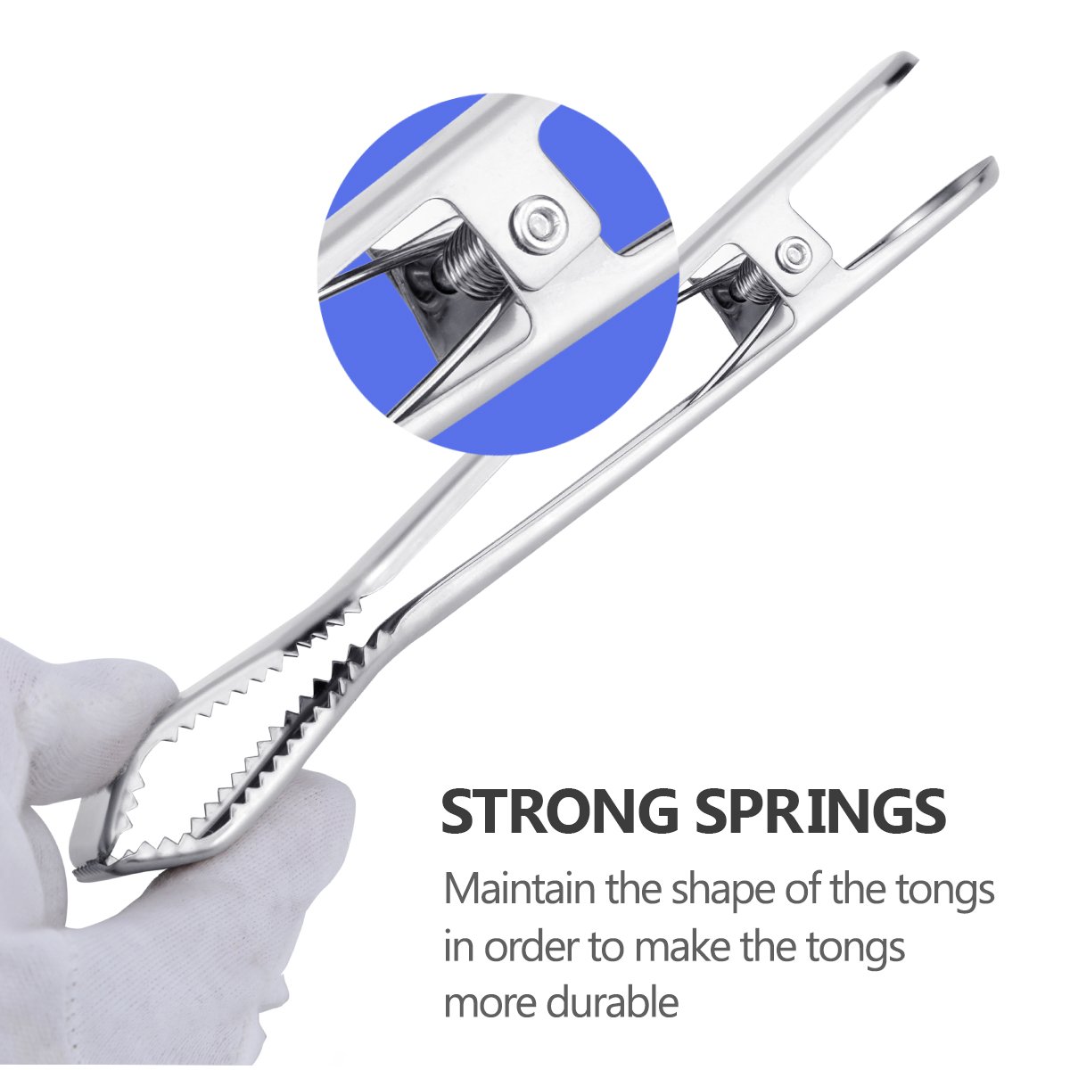 Stainless Steel Ice Tongs with Claw Grip Teeth - 6.7 Inch Barware for Ice Buckets, Block Ice & Sugar Cubes - Perfect for Home, Kitchen, Hotel & Cocktail Party Serving (Silver)