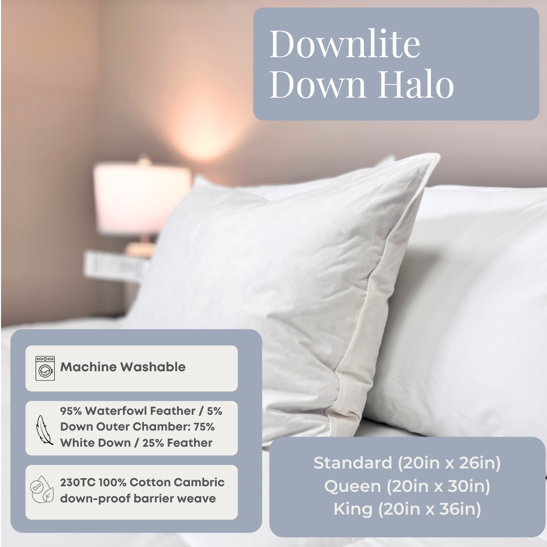 Premium Downlite 50/50 Waterfowl Feather & Grey Down Pillow - Ultra Soft & Supportive for Side, Back & Stomach Sleepers - Perfect for Bedroom, Guest Room & Hotel Use