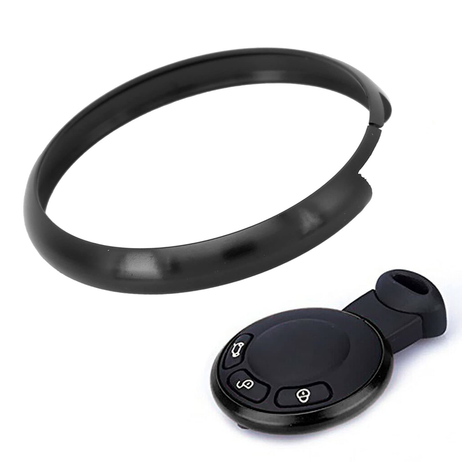 POCREATION Aluminum Alloy Key Fob Ring Cover - Replacement for Mini Cooper R55 R56 R57 R58 R59 R60 Models (Black) | Durable Car Key Protector for Everyday Use & Enhanced Grip