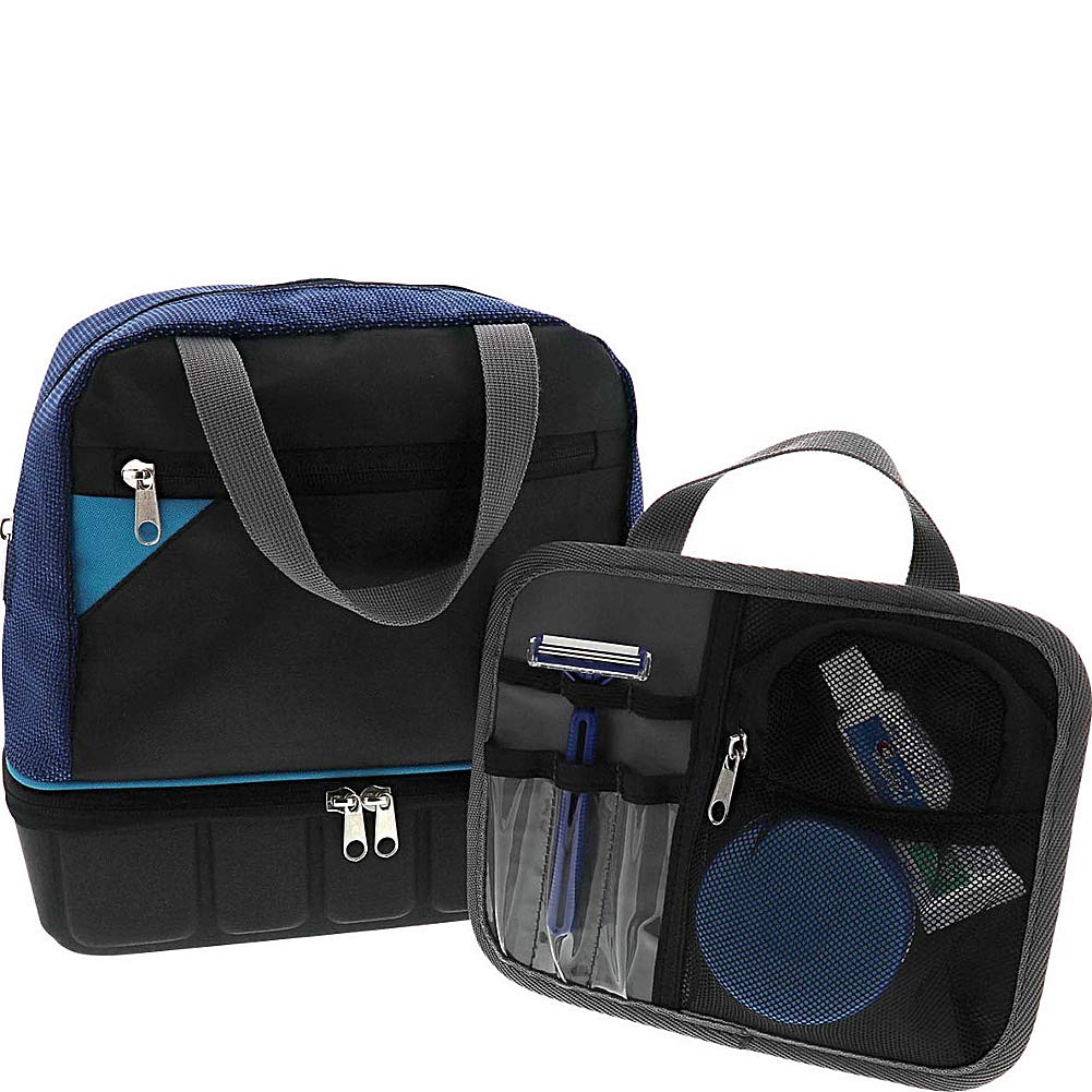 Lewis N. Clark Deluxe Travelflex Toiletry Kit - Waterproof Makeup Bag & Shower Caddy Organizer for Travel - Perfect for Luggage, Carry-On or Suitcase (Blue) - Ideal for Business Trips, Vacations & Gym Use