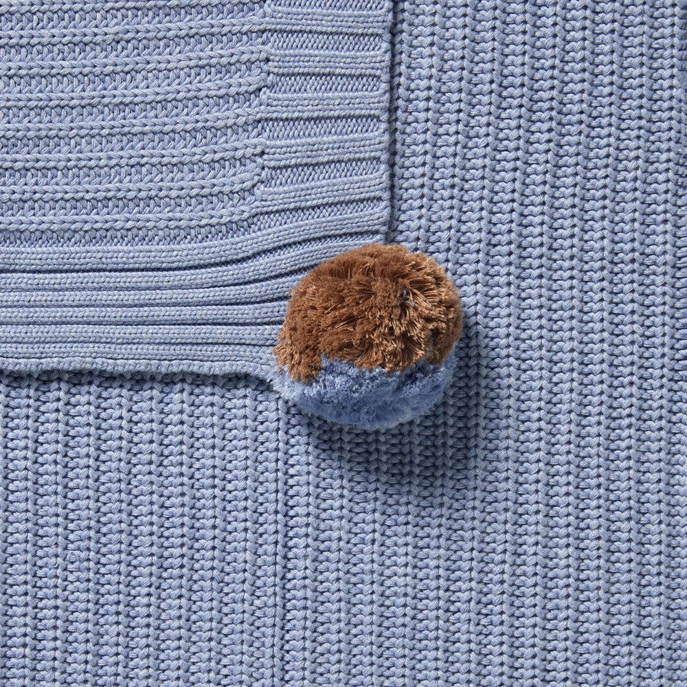 Blue Speckle Organic Cotton Knitted Blanket - Soft Cozy Throw for Bed, Sofa & Nursery | Eco-Friendly Home Decor Gift