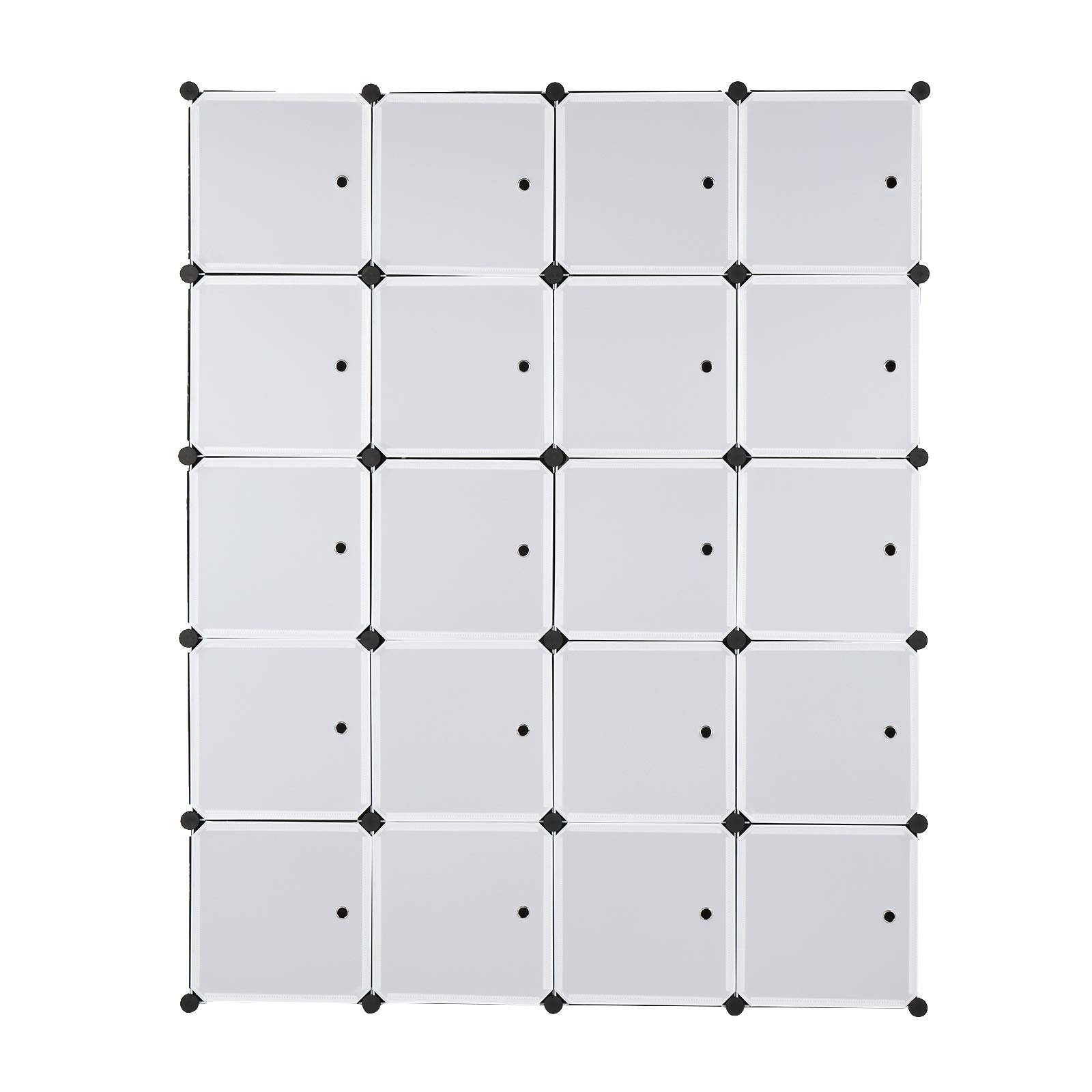 20-Cube Modular Storage Organizer with Doors & Hanging Rod - Plastic Closet Organizer, Bookshelf & Cabinet for Bedroom, Living Room, Office - Space-Saving Home Organization Solution (Black) - Perfect for Small Spaces, Dorm Rooms & Closet Organization