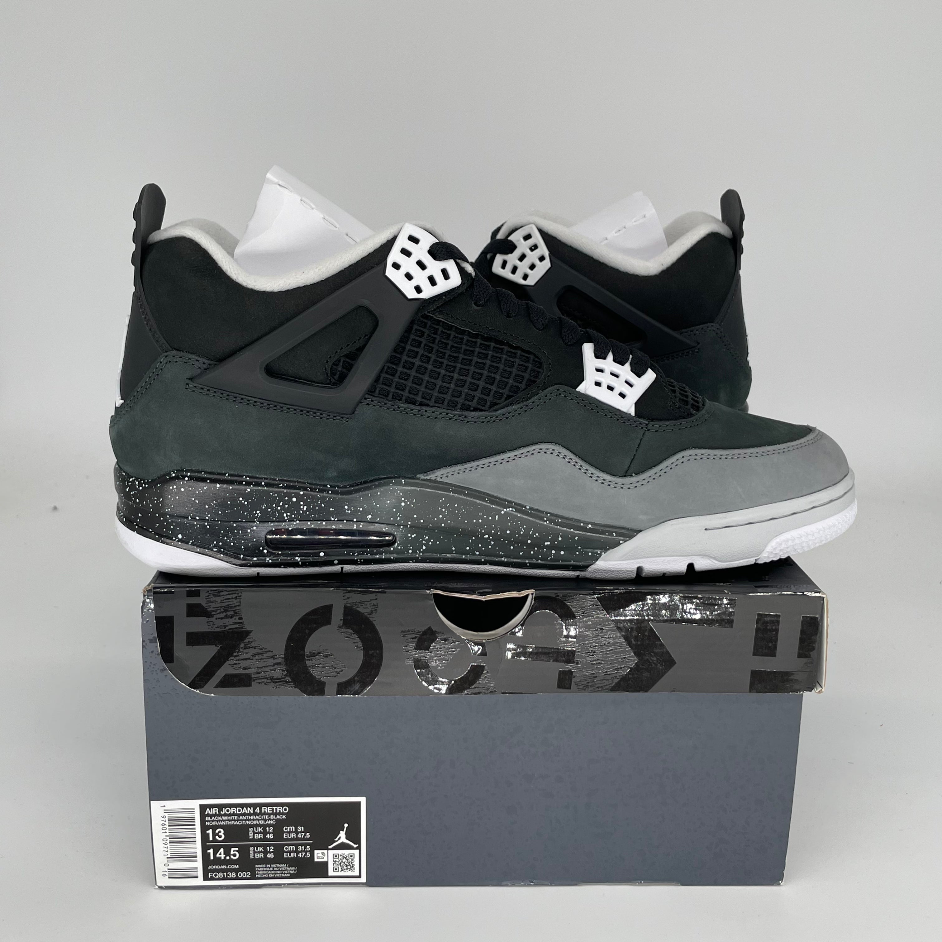 AIR JORDAN 4 FEAR Men's Basketball Shoes Size 13 - Black FQ8138-002 | Retro Sneakers for Streetwear & Sports Performance