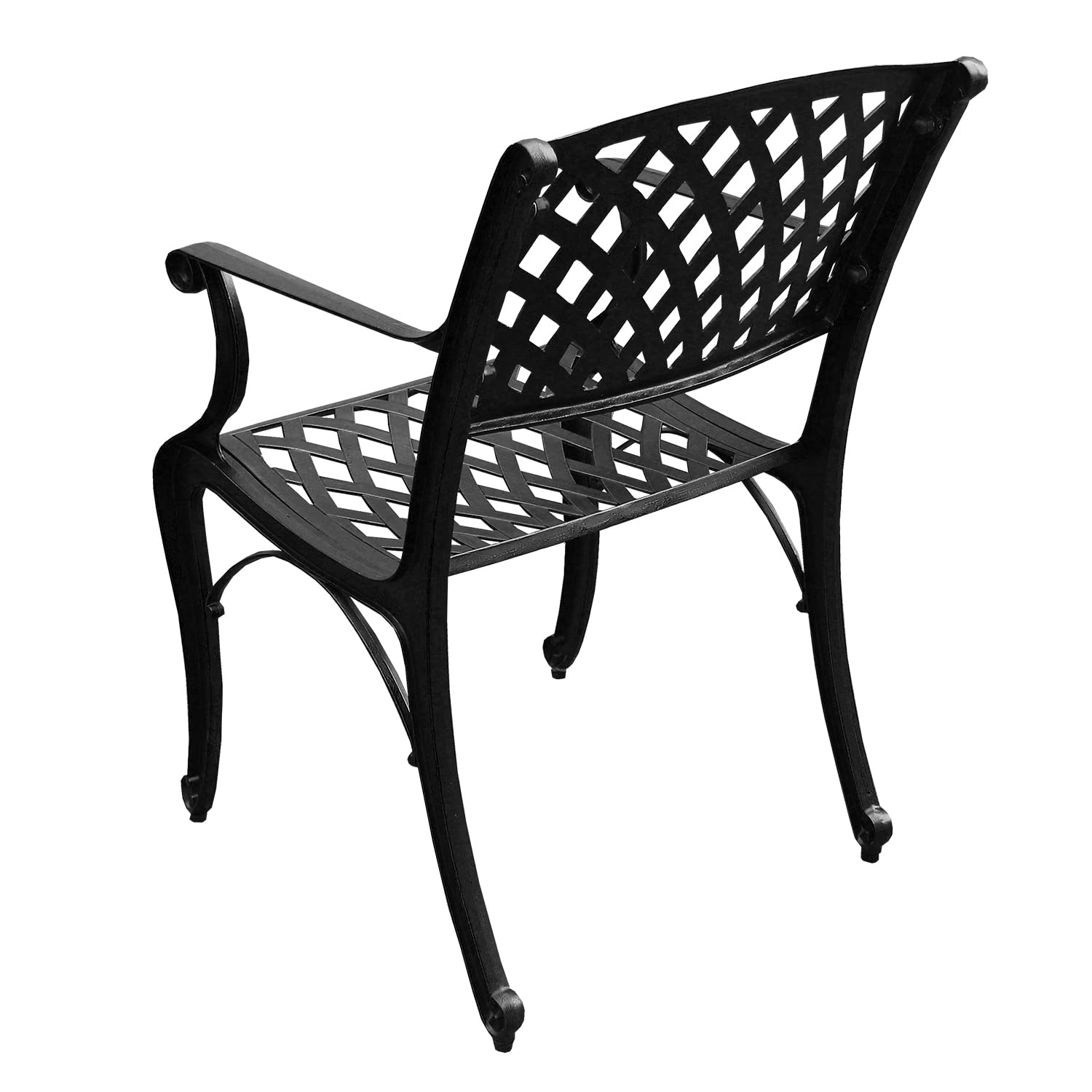 Oakland Living Modern Ornate Outdoor Mesh Aluminum 48-inch Black Round Patio Dining Set with 4 Chairs - Perfect for Backyard BBQs, Garden Parties & Outdoor Entertaining