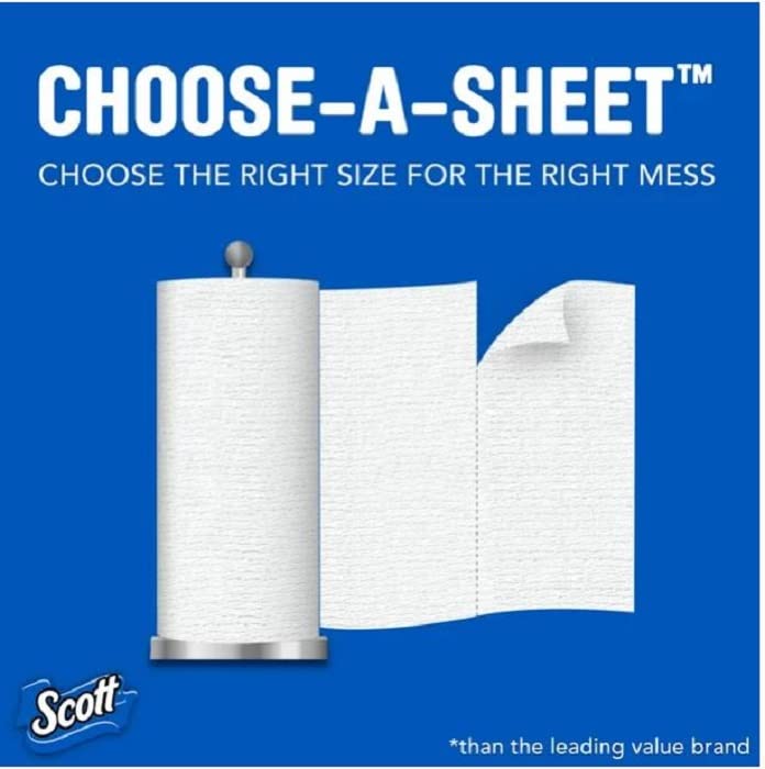 Premium Choose-A-Sheet Paper Towels - 12 Double Rolls (12-Pack) | Strong & Absorbent for Kitchen Cleaning, Spills & Household Use | Eco-Friendly & Soft
