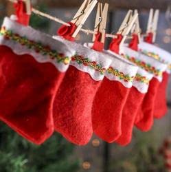 36 Pack Small Red Felt Christmas Stockings (5 Inch) - Bulk Holiday Decorations for Gift Cards, Candy, Business Cards | Perfect for Office Parties, Tree Decor & Festive Home Decorating