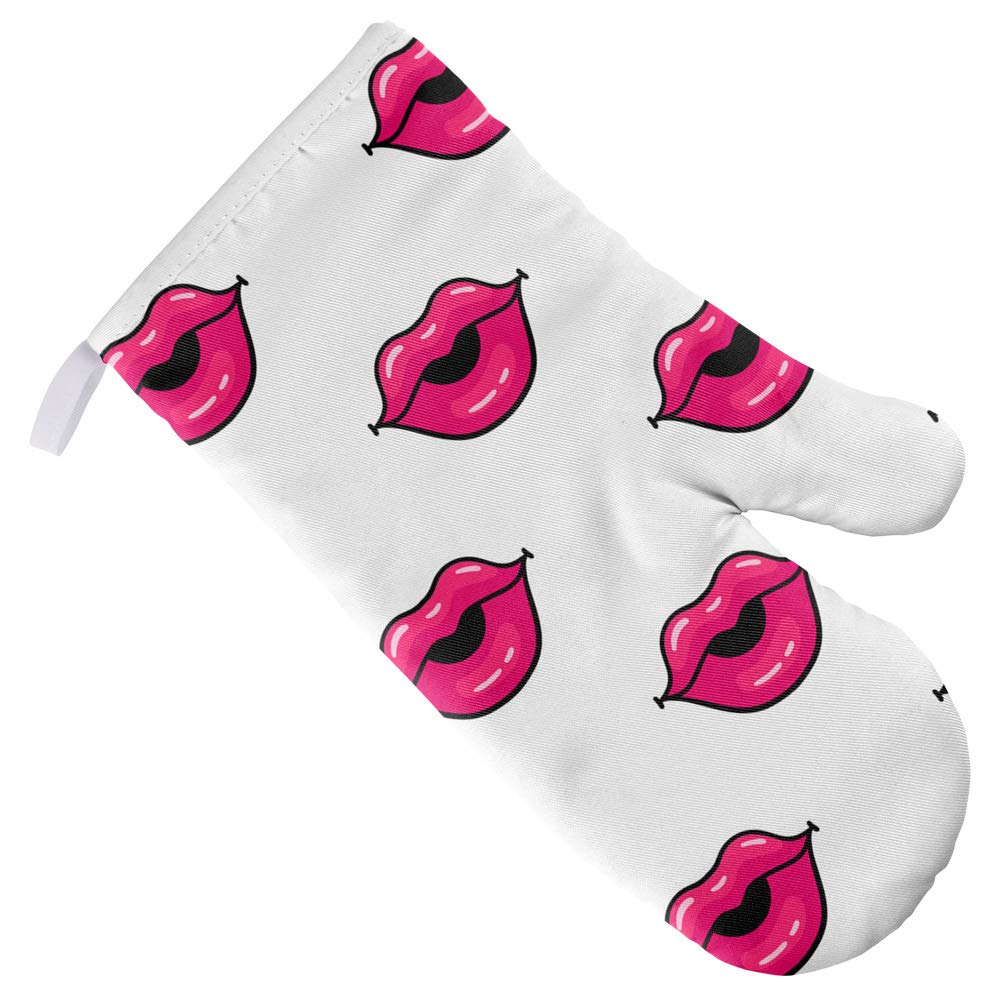 Heat-Resistant Lips Kiss Pattern Oven Mitt - Perfect for Baking, Grilling & BBQ - Indoor/Outdoor Kitchen Accessories for Cooking, Baking and Camping