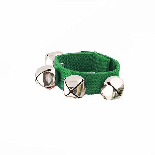 Adjustable Wrist Bells with Velcro Closure - 4 Jingle Bells for Dance, Yoga & Fitness (Green) - Perfect for Kids Activities, Musical Education & Costume Accessories