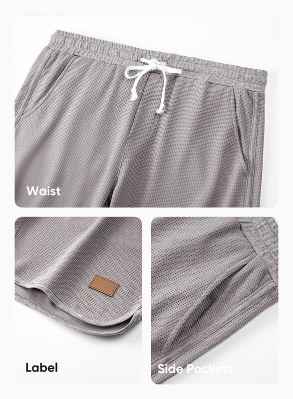 **JMIERR Men's Athletic Shorts - Elastic Waist with Drawstring, Stretch Waffle Fabric for Running, Gym, Workout & Beach - Comfortable Casual Sweat Shorts for Sports & Outdoor Activities**