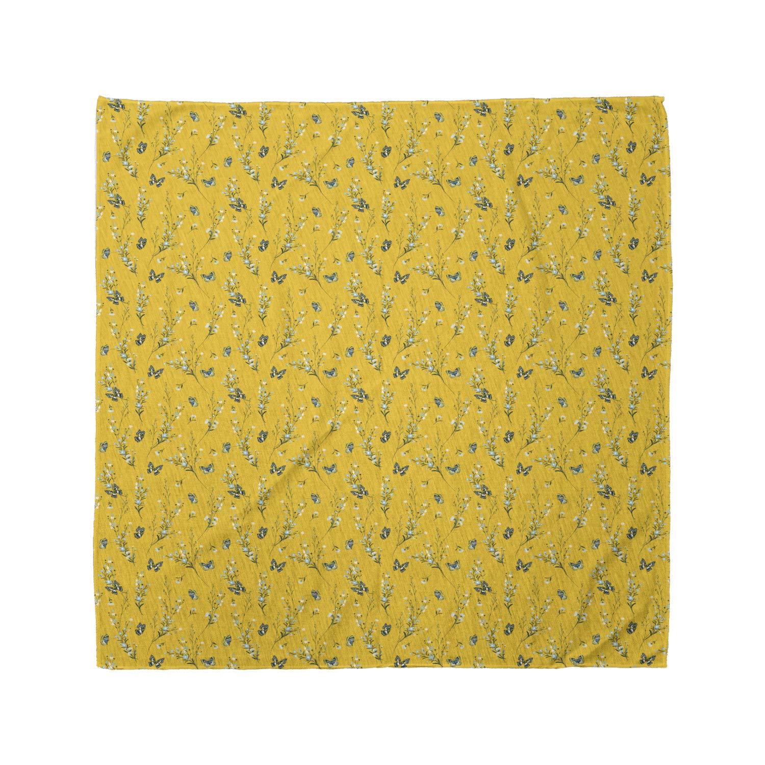 Lunarable Bandana Scarf - Floral Butterfly Print in Pale Orange & Dark Teal | Lightweight Fashion Accessory for Women, Outdoor Activities & Summer Outfits
