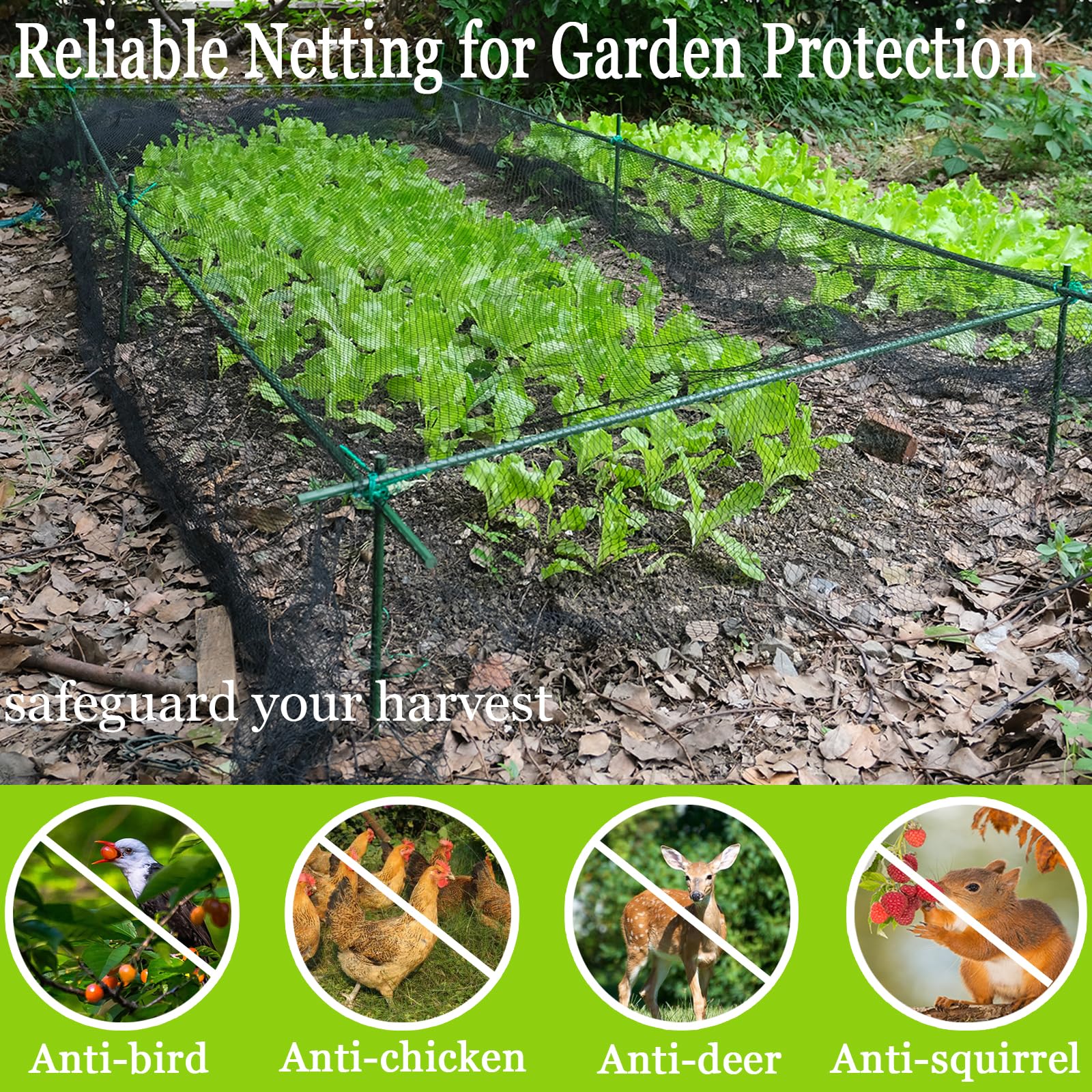 Heavy Duty 7.5x100 Ft Garden Netting - 1/2 Inch Mesh Bird Net for Plants, Fruit Trees & Vegetables | Extra Strong Woven Protection Against Birds, Deer & Poultry | Ideal for Chicken Coops, Orchards & Backyard Gardens