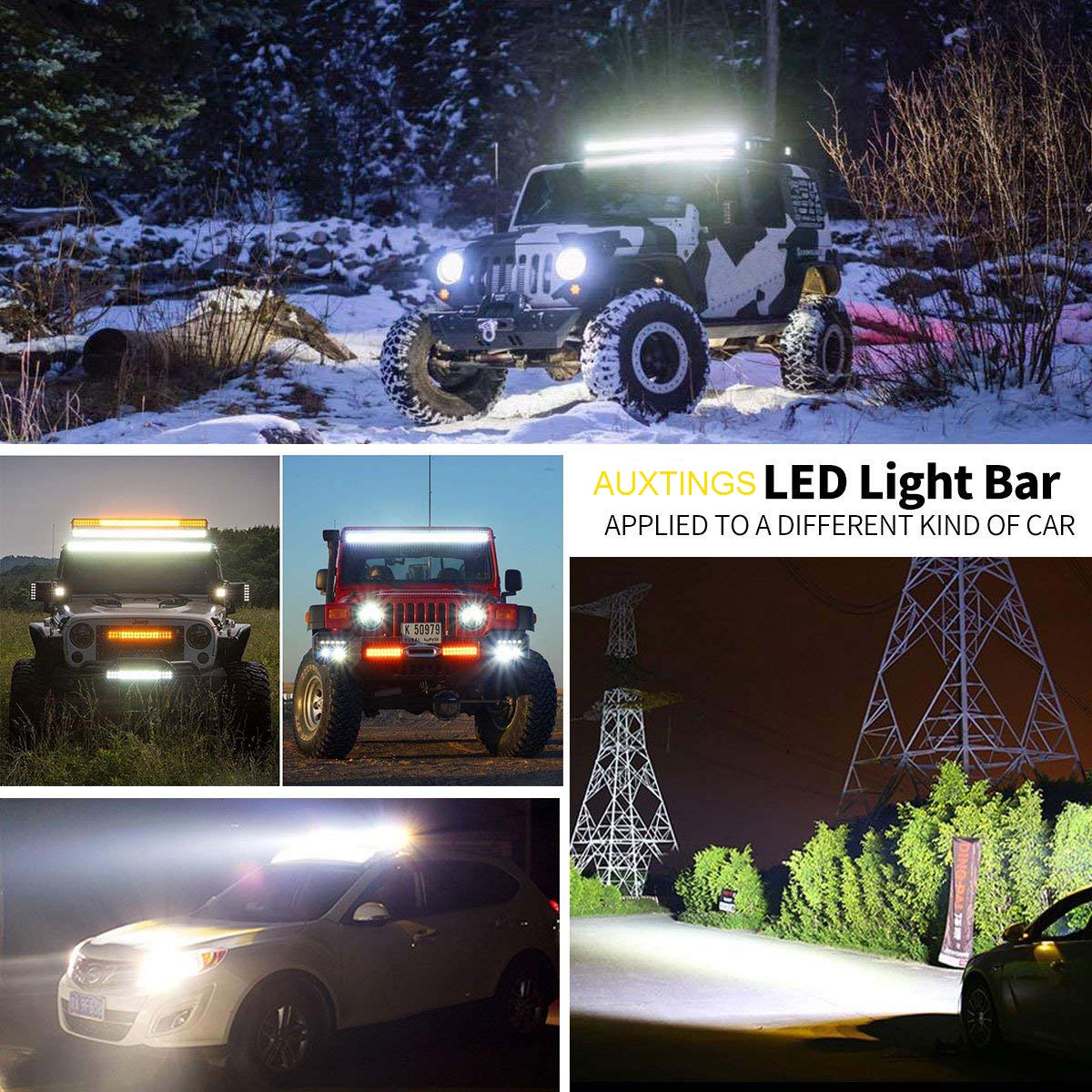 AUXTINGS 32 Inch 180W Spot Flood Combo LED Light Bar - Waterproof Off-Road Lighting for Trucks, ATV, SUV, Cars (12V/24V) - Perfect for Night Driving, Camping & Off-Road Adventures