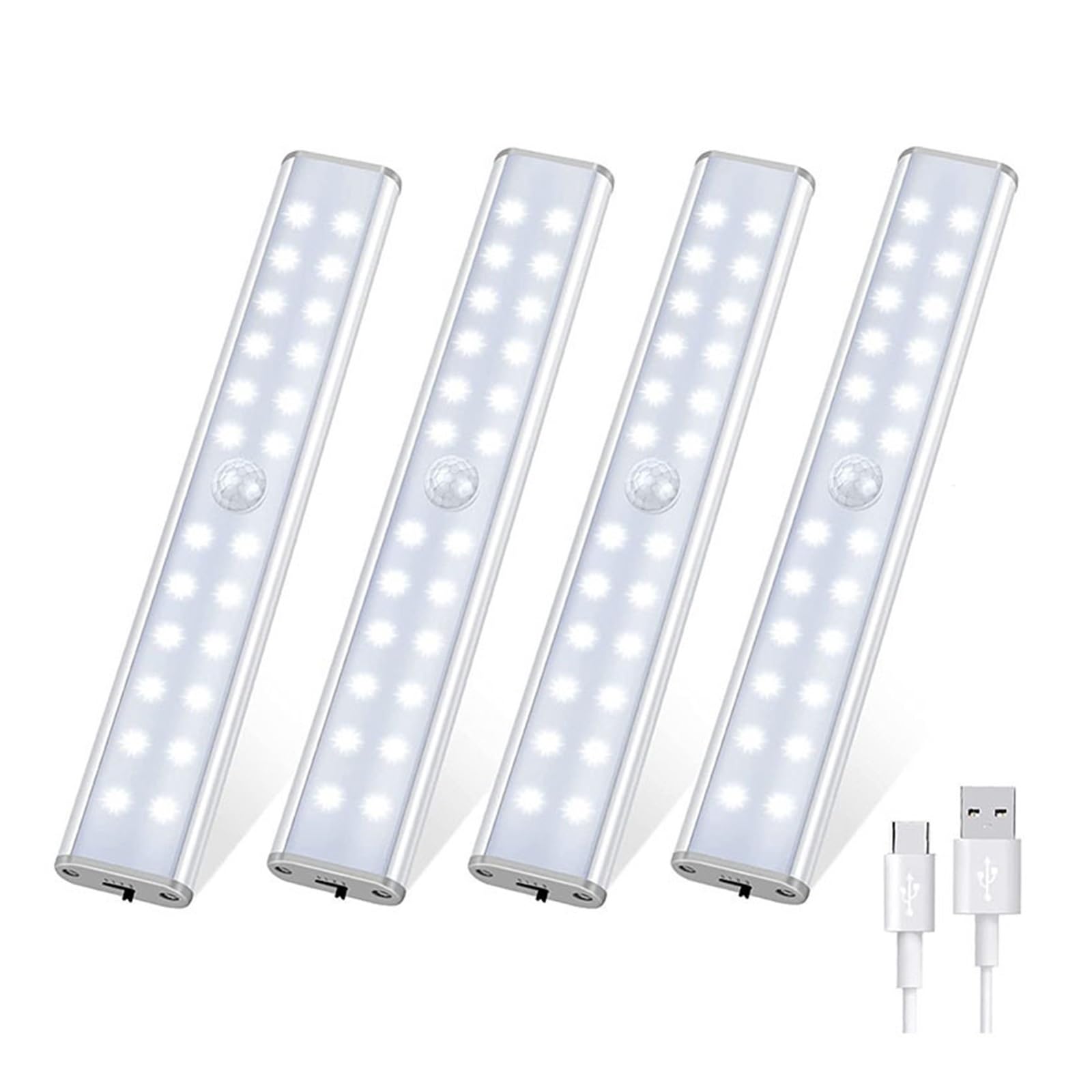 1 PCS USB Rechargeable Night Light with Motion Sensor - Smart LED Closet Light for Wardrobe, Cabinet, Hallway (40 LED Beads, Warm Yellow Light) - Perfect for Bedroom, Nursery, Bathroom & Stair Safety Lighting