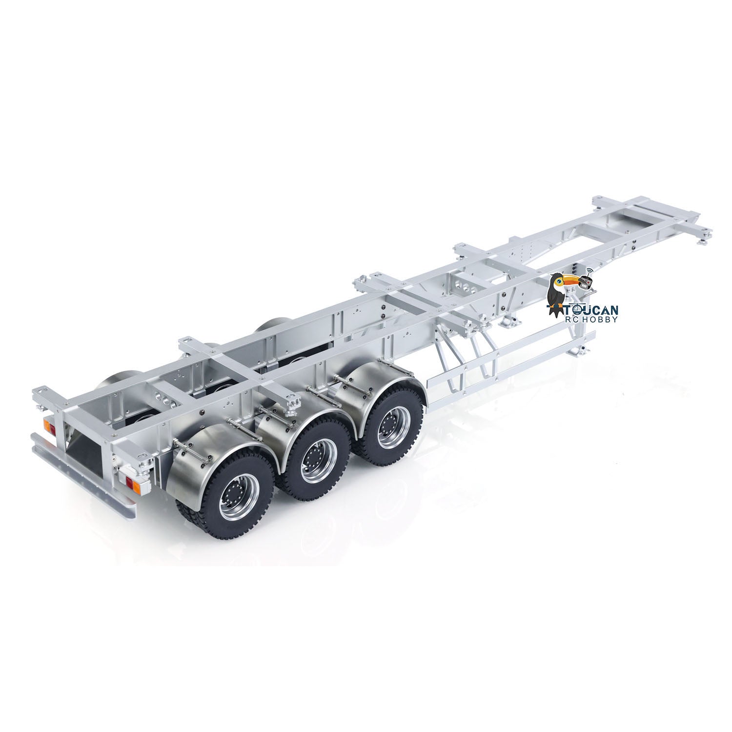 1/14 Scale RC Tractor Metal Frame Trailer with 3 Axles - 40 Feet Container Assembled Model for Radio Controlled Trucks | Perfect for RC Construction Site Scenes & Truck Enthusiast Displays