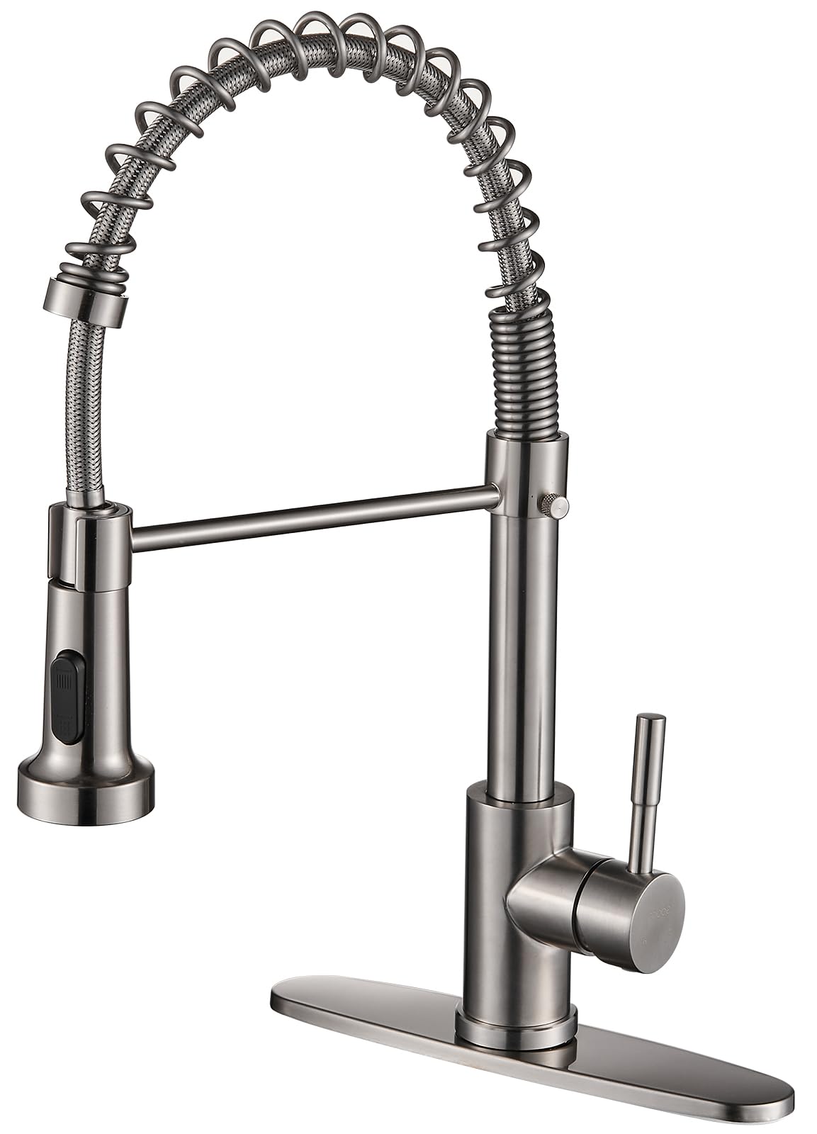 Cobbe Brushed Nickel Commercial Kitchen Faucet with Pull Down Sprayer - Stainless Steel Single Handle Sink Faucet for 1 or 3 Hole Installation - Perfect for Farmhouse, RV, Restaurant & Home Kitchen Use