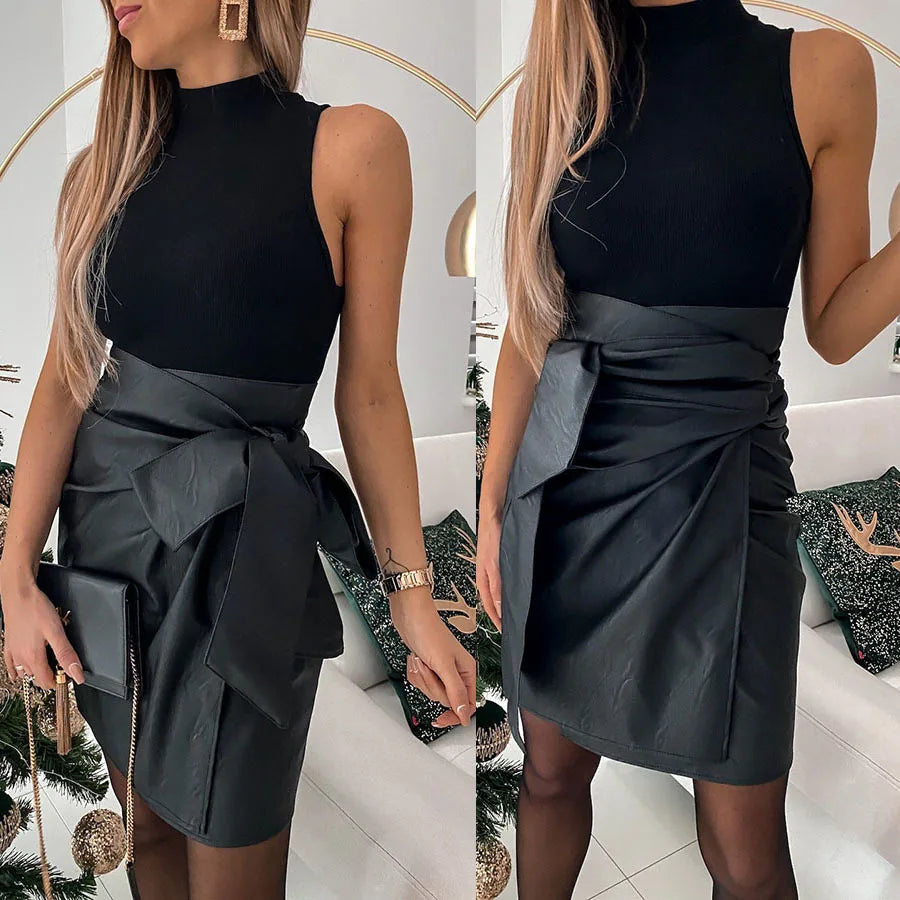Stylish Women's High Waist PU Leather Pencil Skirt - Elegant Mini Skirt for Office & Party Wear - Solid Color Slim Fit Bottom Skirt - Perfect for Work, Dating, and Night Out Occasions