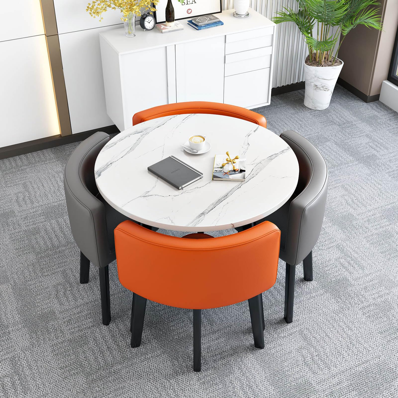 Premium Office Reception Room Club Table Set - Round Conference & Negotiation Table with Chairs for Business Meetings - Ideal for Small Conference Rooms, Lobby & Waiting Areas