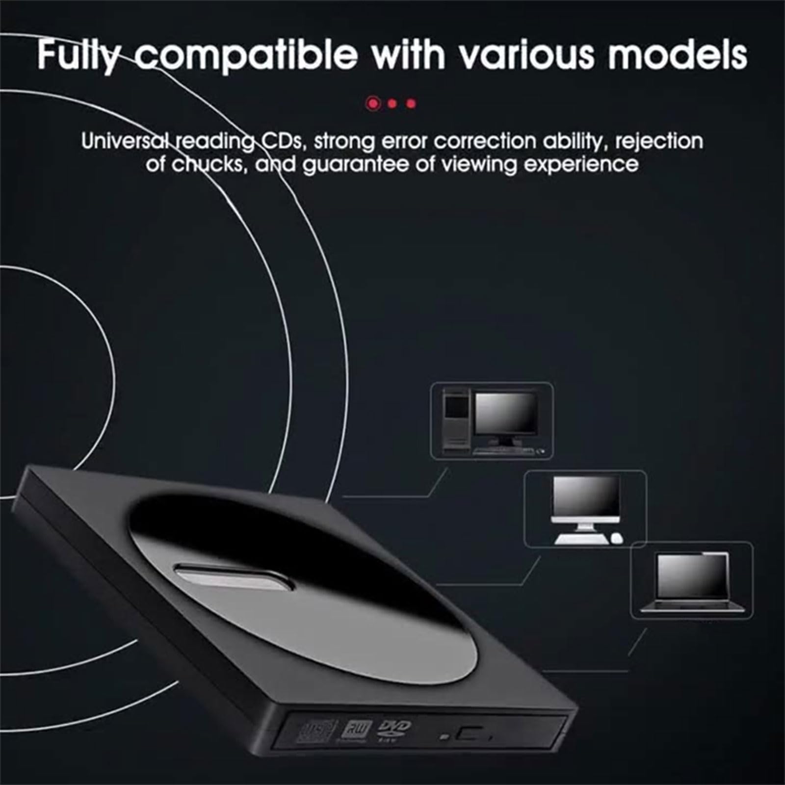 GMBYLBY便携式外置光驱 USB-C/USB3.0 DVD刻录机 适用于笔记本电脑 轻薄本 台式机 外接DVD播放器 办公学习 家庭影院 数据备份