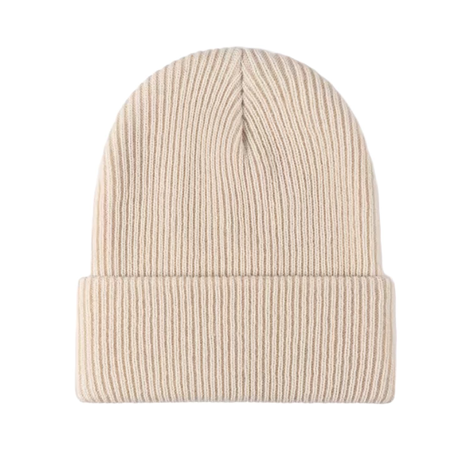 FLOOF Unisex Beige Knit Hat - Warm Winter Beanie for Men & Women - Perfect for Skiing, Hiking & Outdoor Activities