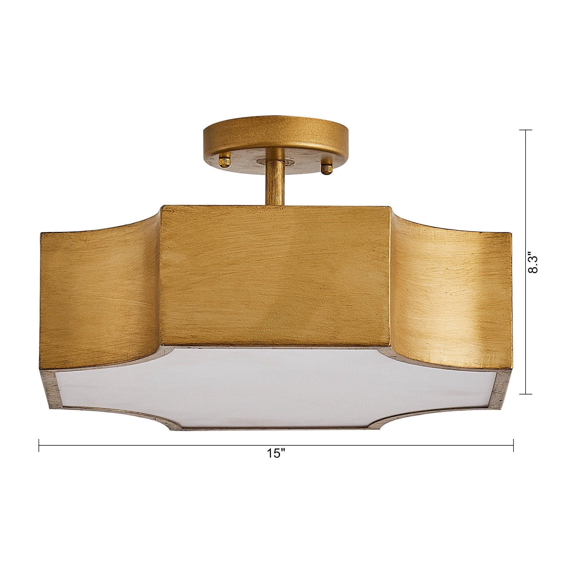 Vintage Golden LED Semi Flush Mount Ceiling Light Fixture - 3 Lights, Energy Efficient, Warm White - Perfect for Entryway, Hallway, Closet, Kitchen, Bedroom, and Dining Room Lighting