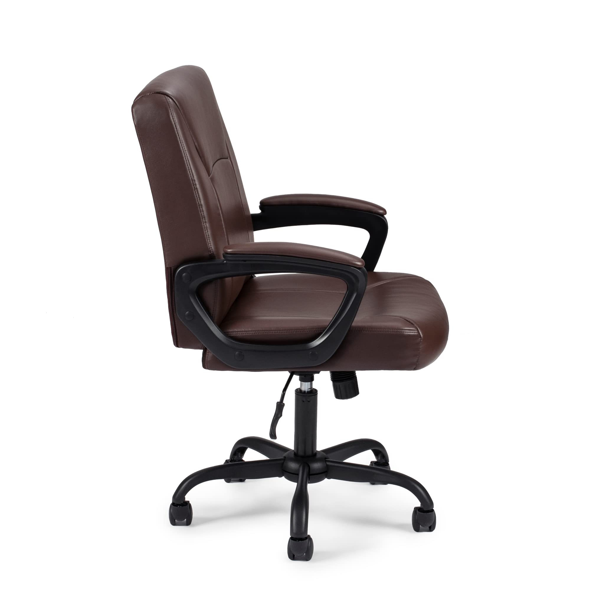 Poundex Lux Office Chair - Ergonomic Executive Desk Chair with Adjustable Height & Lumbar Support, Brown - Perfect for Home Office, Gaming & Workspace