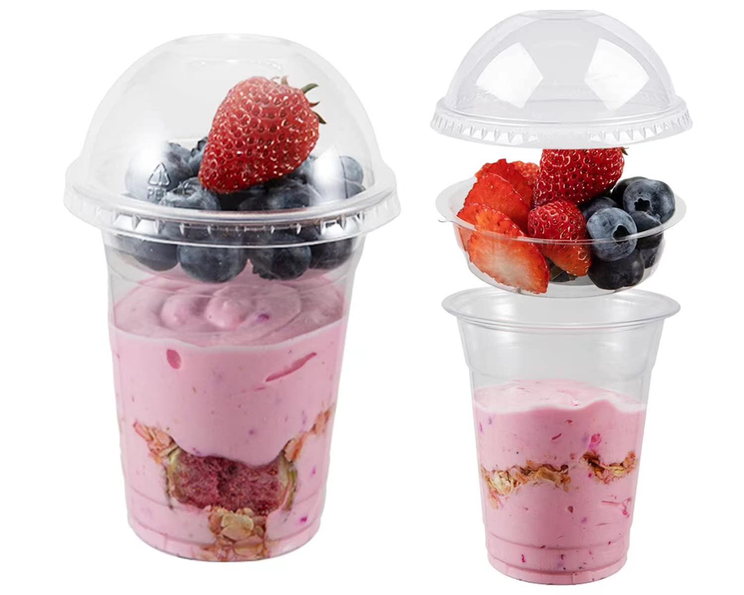 50 Sets 12 oz Clear Plastic Parfait Cups with Lids - Disposable Dessert Cups for Kids, Snacks, Yogurt & Smoothies | Leak-Proof Design for Parties, Picnics & Catering Events