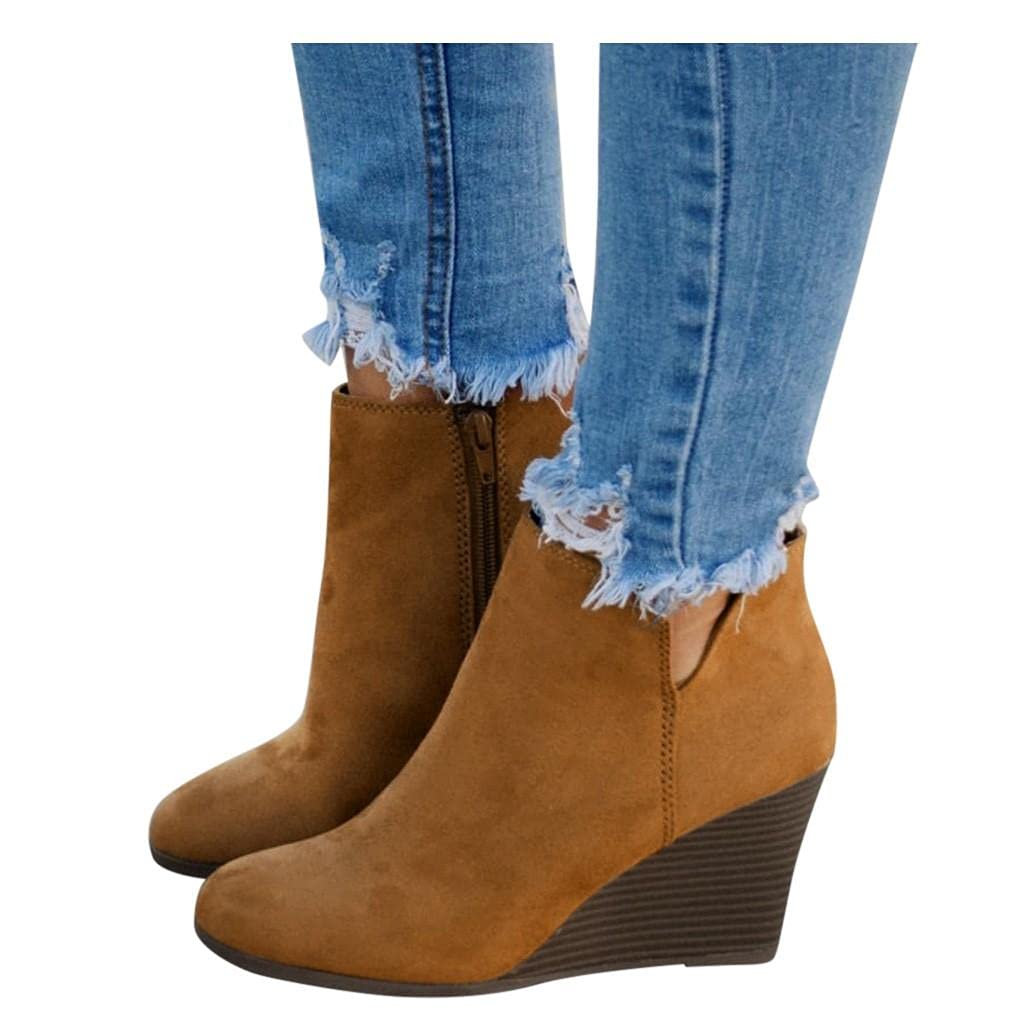 Stylish Women's Ankle Booties with Pointed Toe, Chunky Heels & Side Zipper - Fashionable Faux Leather Boots with Tassel Details for Office, Party & Night Out