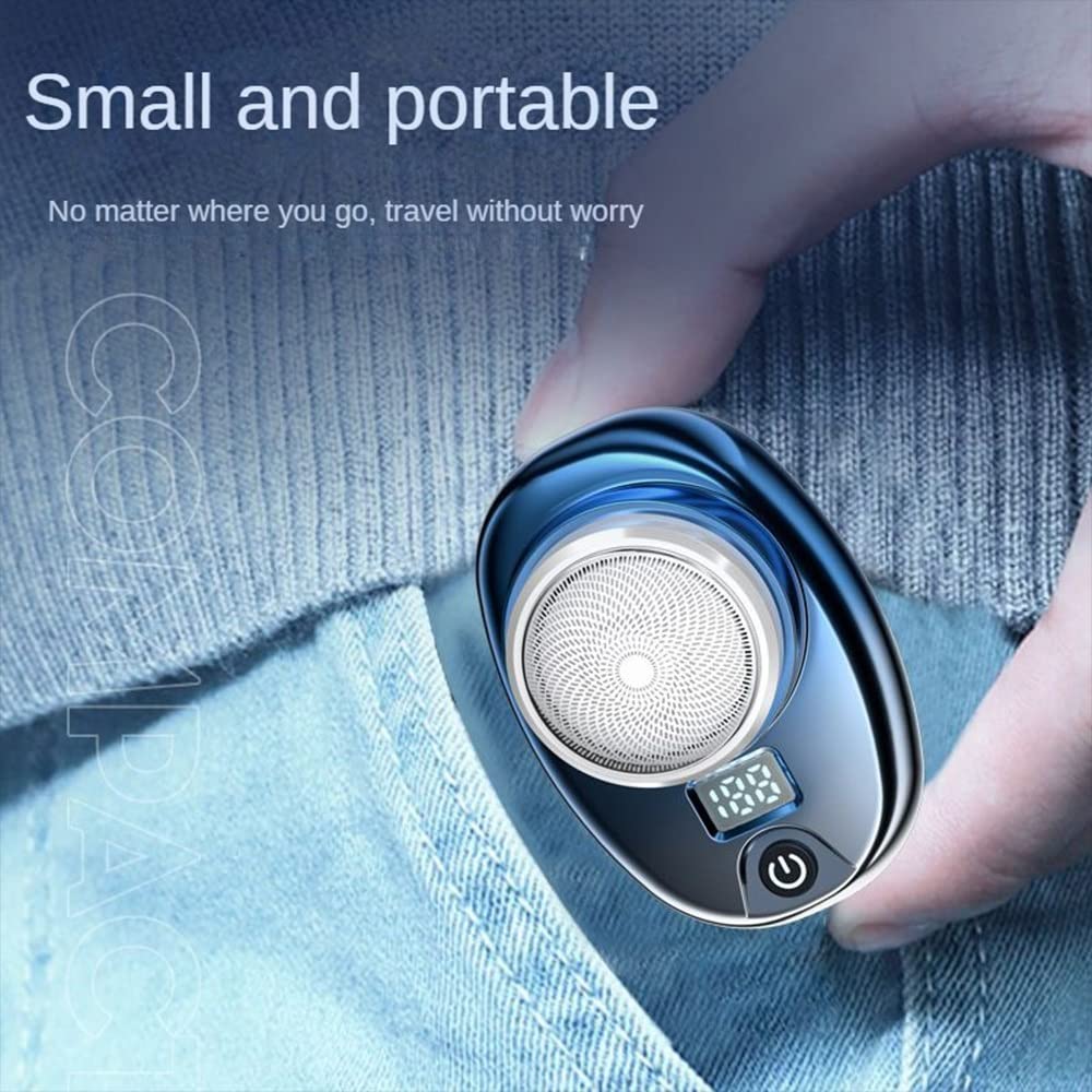 Portable Electric Shaver for Men - Mini USB Rechargeable Beard Trimmer with Digital Display, Cordless Travel Shaver for Precise Grooming at Home, Office or Gym
