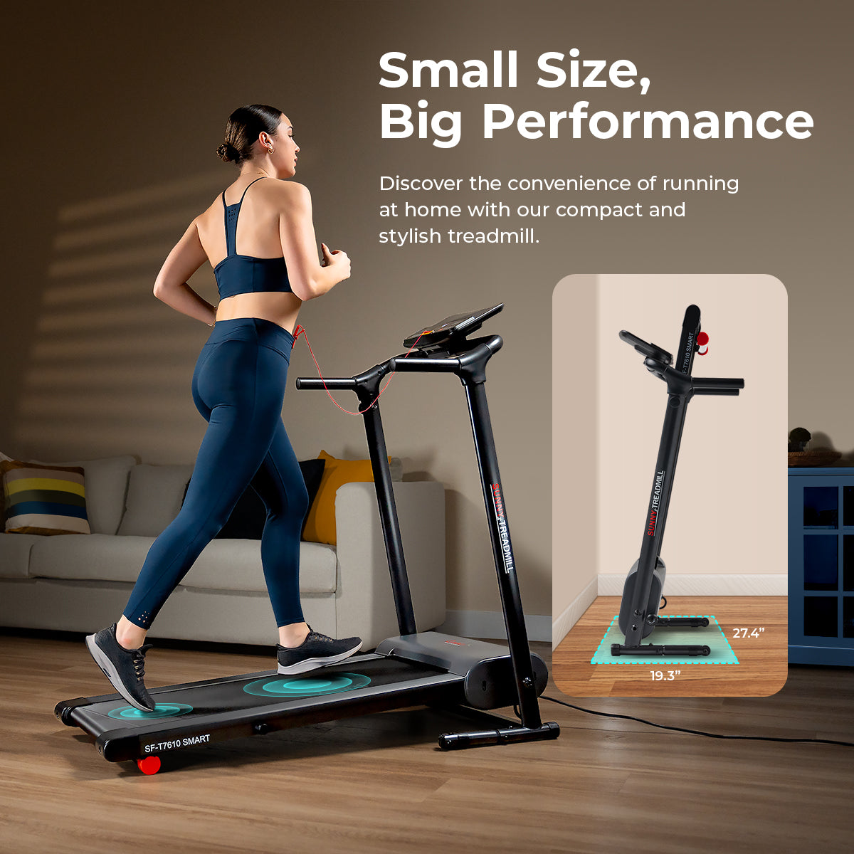 Compact Motorized Smart Treadmill - Easy Assembly & Foldable Design for Home Gym, Office & Small Spaces | Quiet Running Machine for Cardio Workouts & Fitness Training
