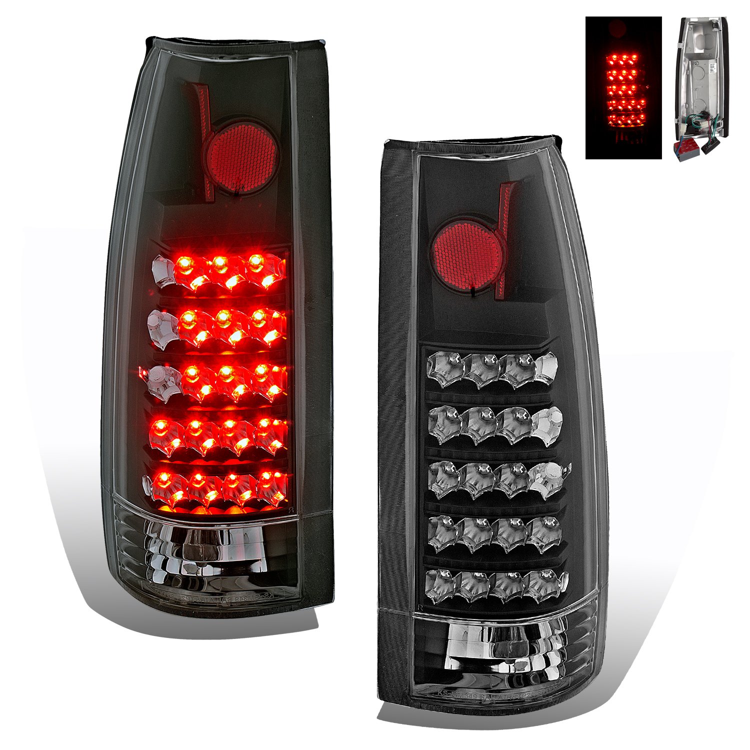 Black LED Tail Lights Assembly Set for Chevrolet Full Size Trucks & SUVs - Left Driver & Right Passenger Side Replacement - Perfect for Night Driving & Enhanced Safety
