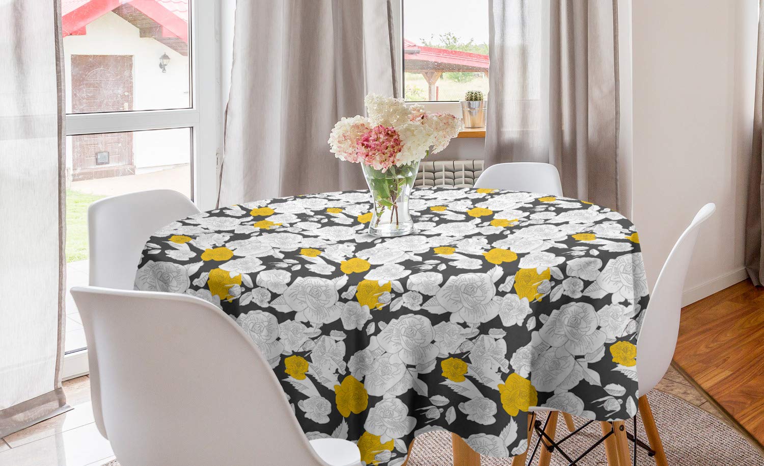 Ambesonne Vintage Rose Round Tablecloth 60