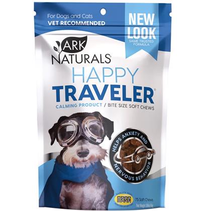 Ark Naturals Happy Traveler Calming Chews for Dogs - 75 Count Soft Chewable Treats - Reduce Anxiety & Motion Sickness for Travel, Vet Visits & Storms