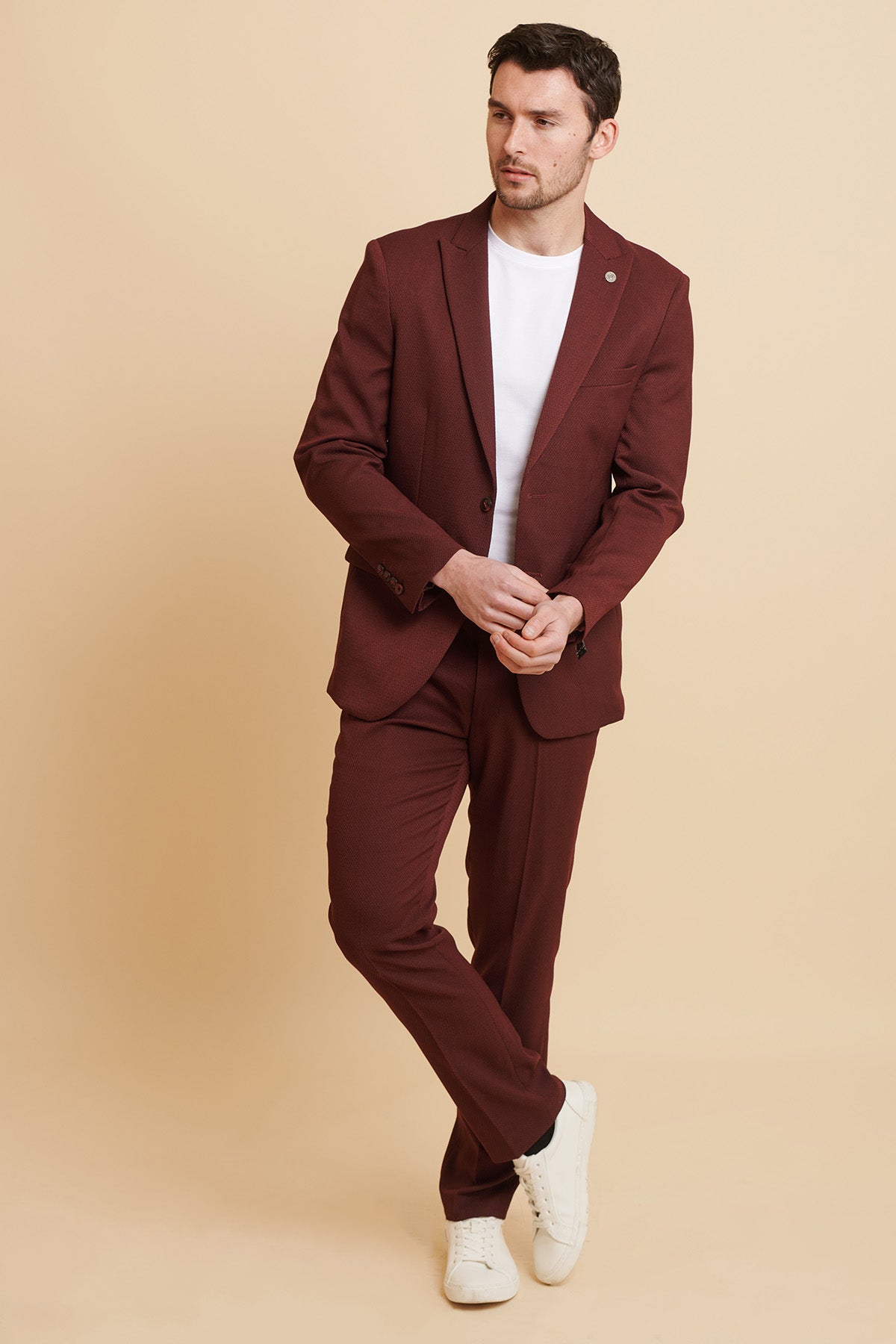 Premium MAX Wine Two Piece Suit for Men - Elegant Formal Business Attire for Weddings, Office & Special Occasions