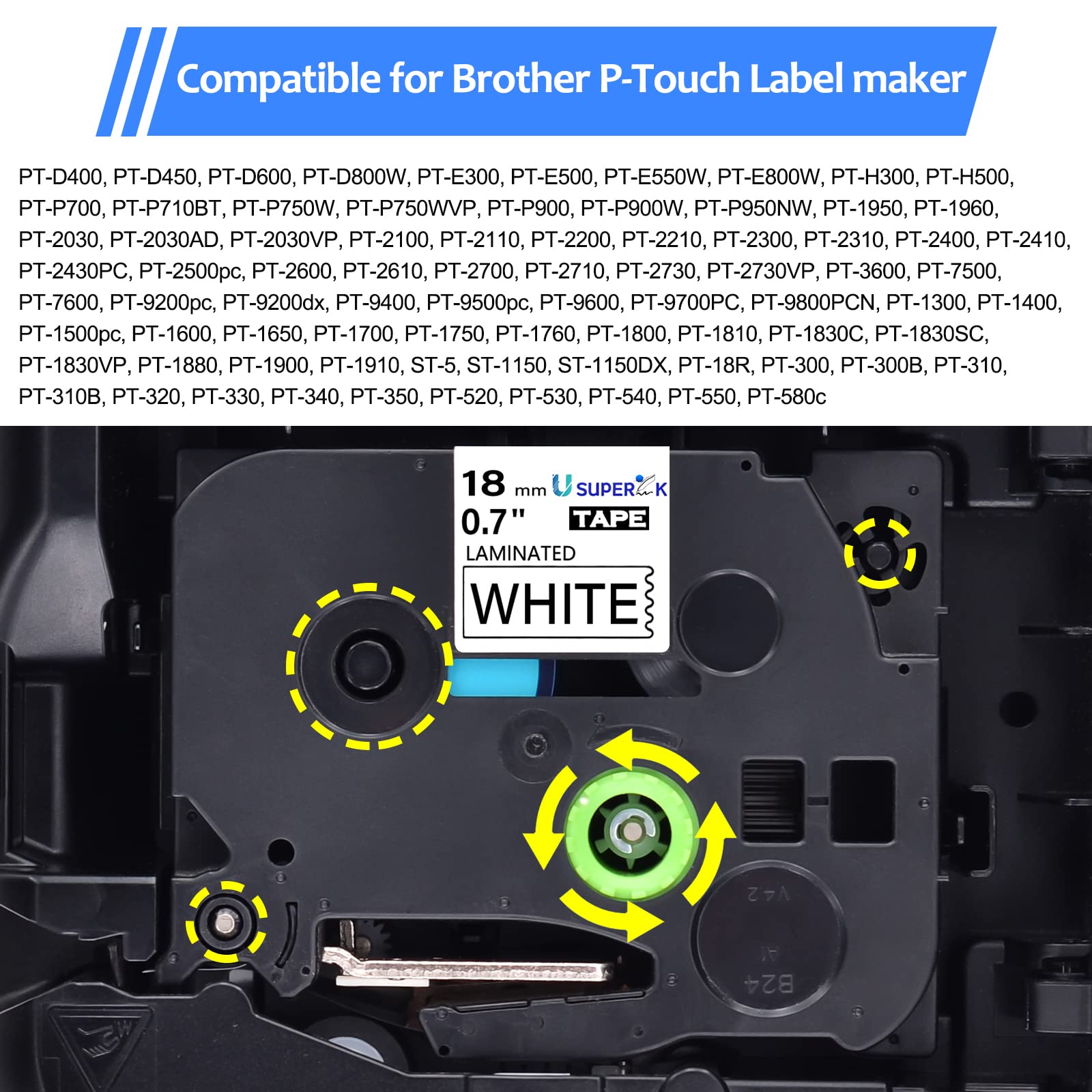 USUPERINK 50 Pack Brother TZe241/TZe-241/TZ-241/TZ241 Compatible Label Tapes - 18mm (3/4