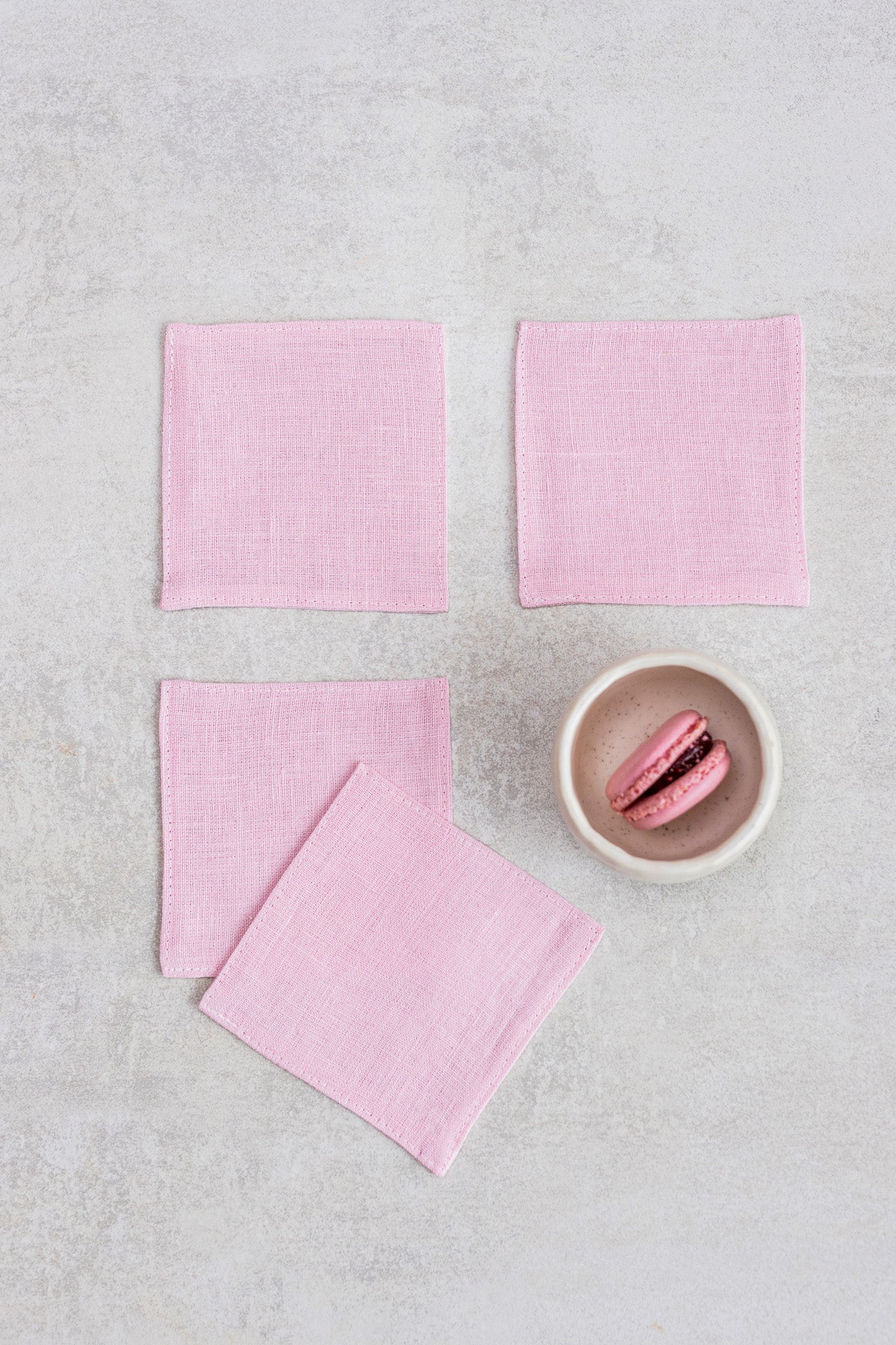 Premium Linen Coasters Set of 4 - Dusty Rose Color, Absorbent & Durable Drink Coasters for Coffee, Wine, and Dining Table Decor