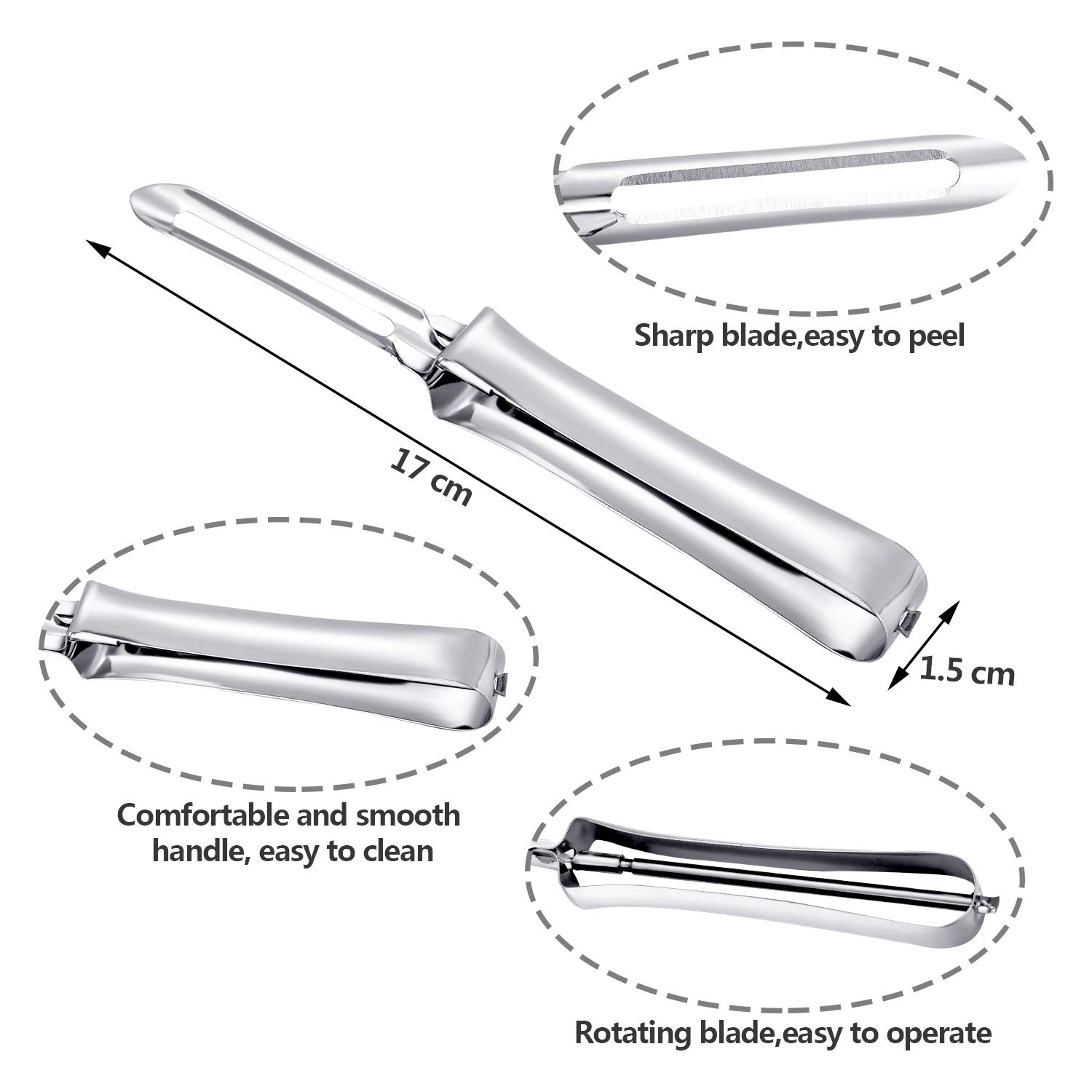 Premium Stainless Steel Rotary Peeler - 10 Pack for Fruits & Vegetables - Effortless Peeling for Carrots, Potatoes, Apples - Durable Kitchen Tool for Home Cooking & Meal Prep