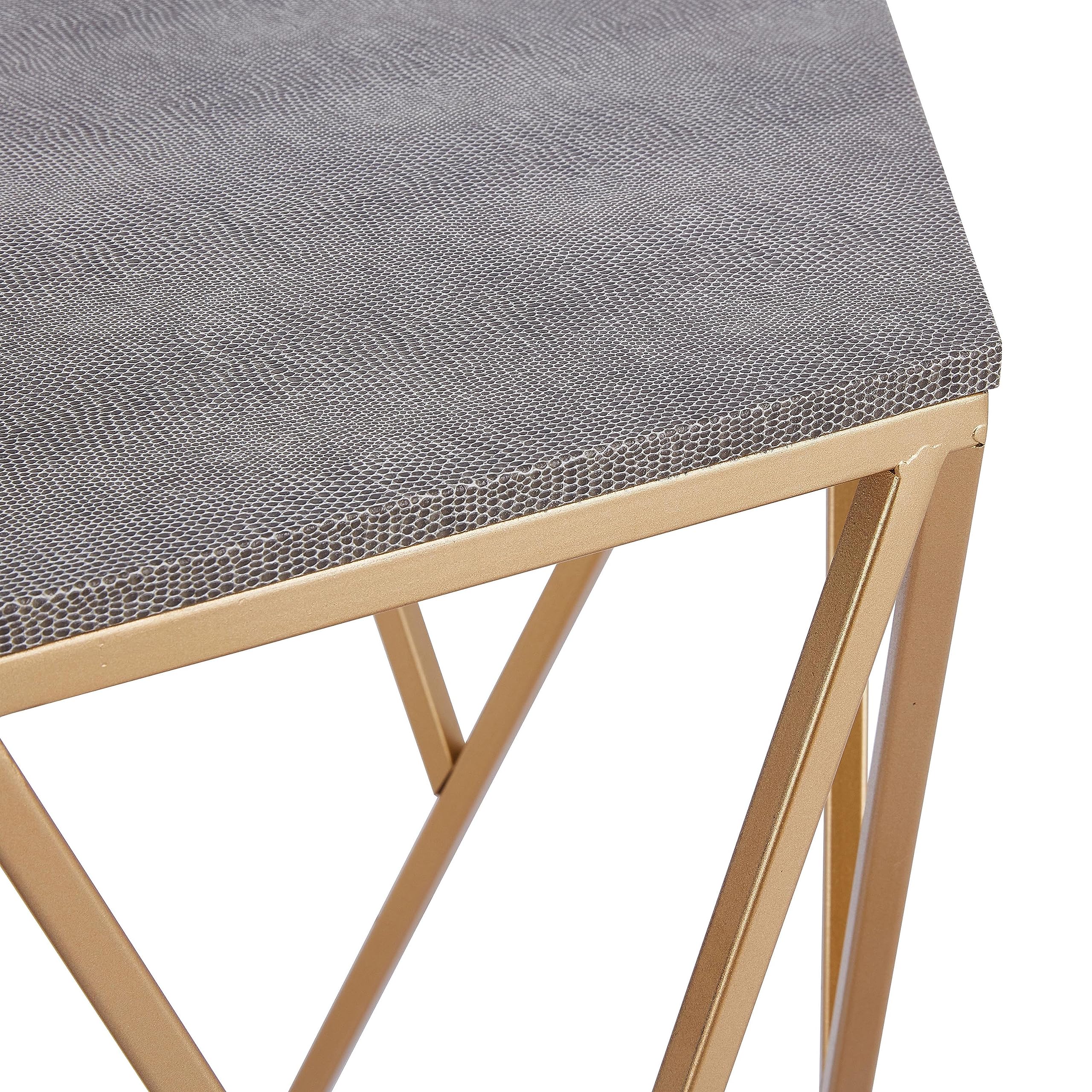 Cressa Faux Shagreen Side Table or End Table in Gray - Modern Accent Furniture for Living Room, Bedroom & Office Decor