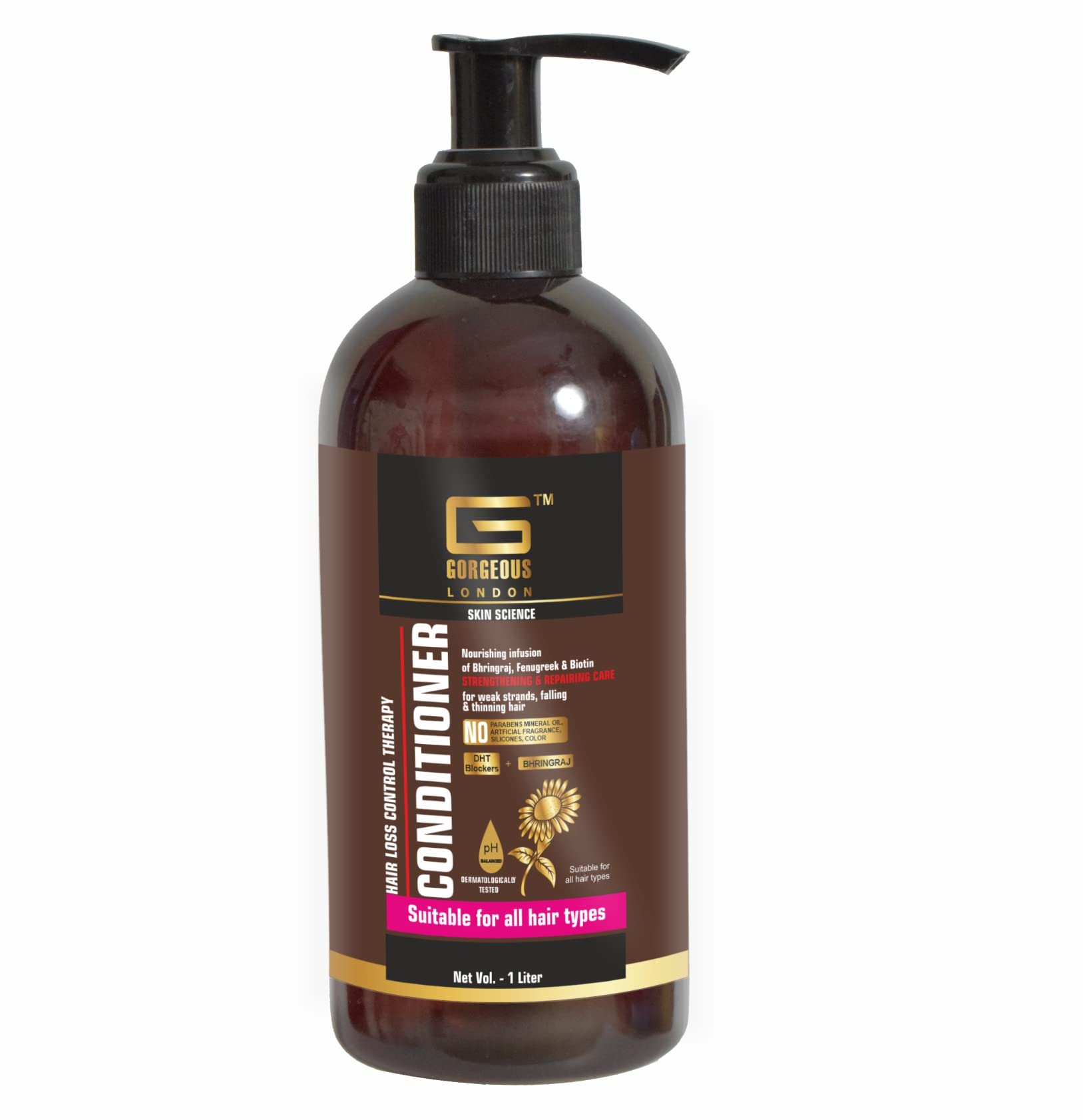 London Hair Loss Control Therapy Conditioner 1L - Bhringraj & Fenugreek Infusion for Weak, Thinning Hair - Sulfate & Paraben Free - For Daily Hair Repair & Volume Boost