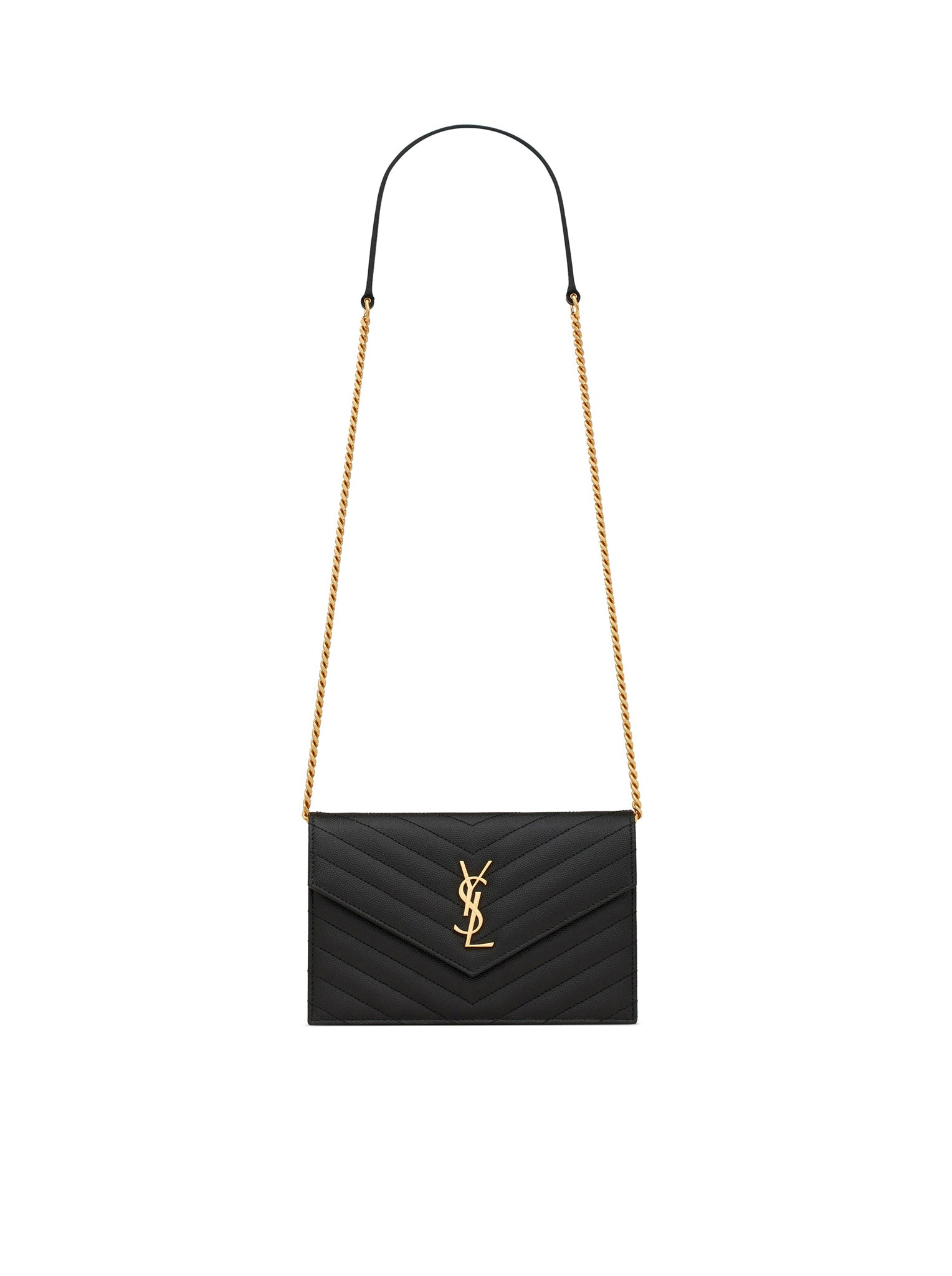 Cassandre Matelassé Envelope Chain Wallet in Grain de Poudre Embossed Leather - Luxury Crossbody Bag for Women, Perfect for Parties, Dates & Everyday Use
