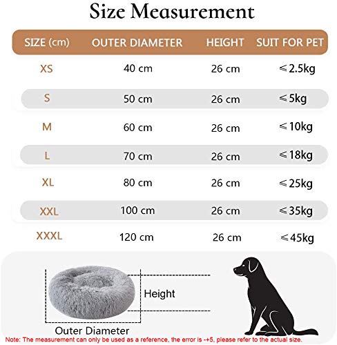 **Self-Warming Round Dog Bed - Plush, Washable & Calming Donut Cuddler for Small to Large Dogs - Cozy Winter Pet Bed for Sleeping & Relaxing (Beige, 100cm) - Perfect for Home, Crate & Travel**