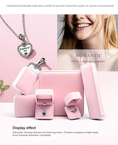 Pink Velvet Jewelry Box for Bracelets & Necklaces - Elegant Gift Storage Organizer with Long Chain - Perfect for Travel, Home Decor & Jewelry Display
