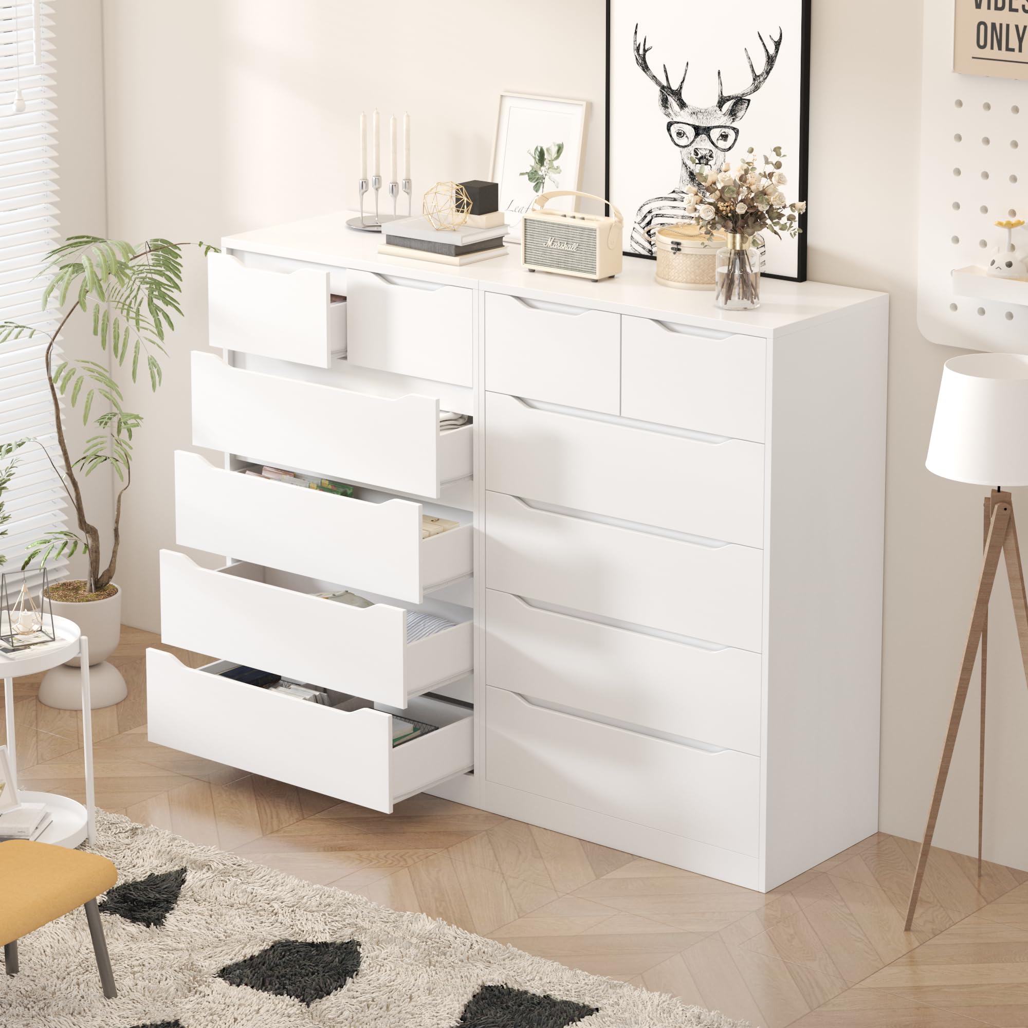 Modern White 6-Drawer Dresser for Bedroom - Tall Chest of Drawers with Large Storage Space - Perfect for Bedroom, Corridor & Living Room - 27.5