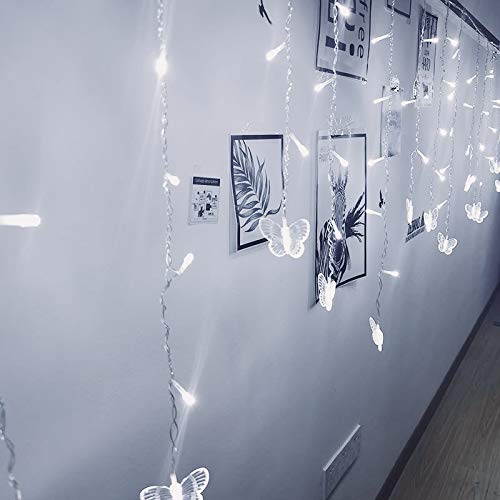 Butterfly Curtain Fairy Lights - 120 LED USB String Lights with Remote, 8 Lighting Modes & Timer, 19.7ft Waterproof Copper Wire for Bedroom, Patio, Wedding, Christmas Party (Cool White) | Perfect for Romantic Decor, Outdoor Lighting & Holiday Celebrations