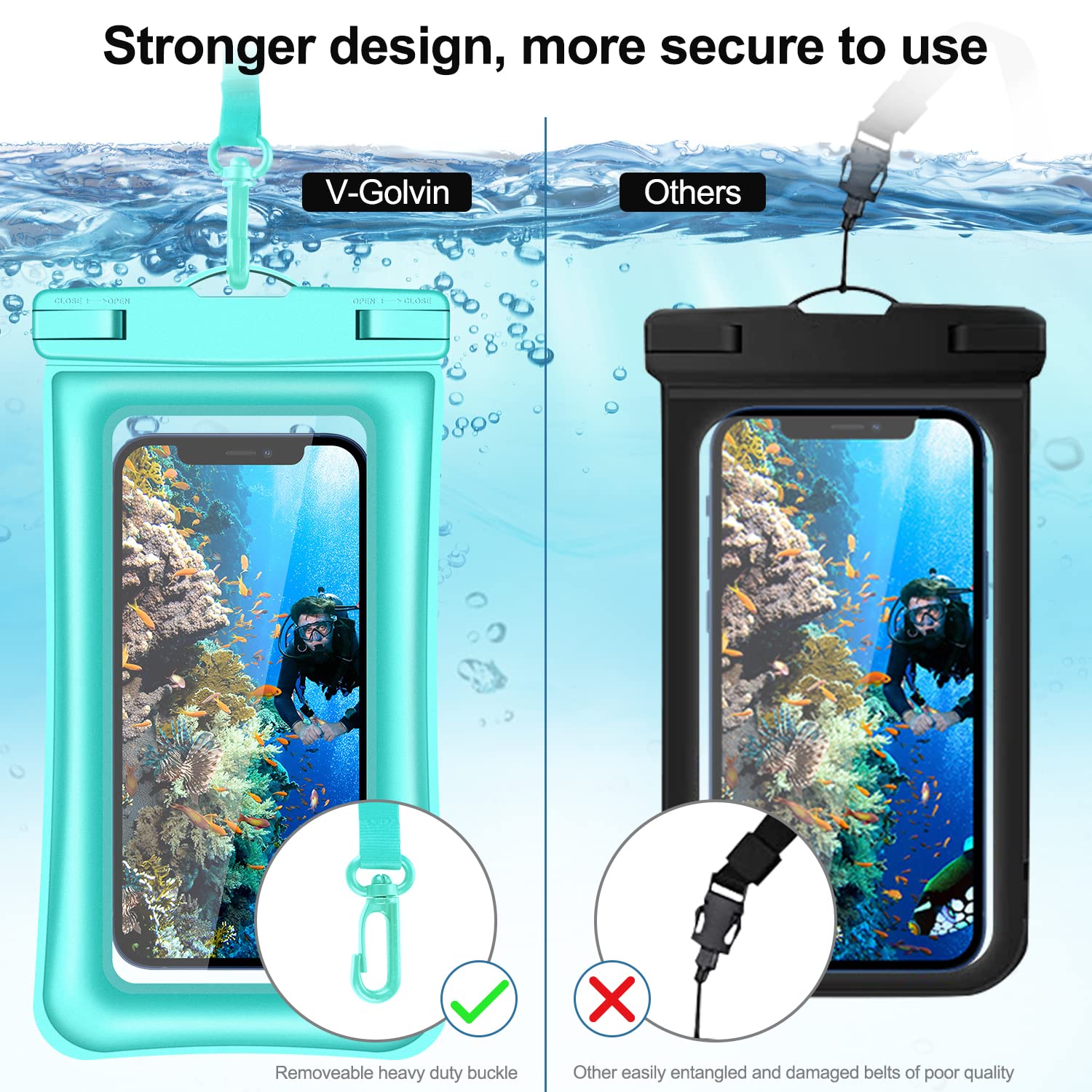 **Waterproof Phone Pouch IPX8 - Universal Floating Dry Bag for iPhone 13/12/11 Pro Max/SE/XS Max/XR/X/8/7/6s Plus & Samsung S10/S9/S20/S21/Note 20/10 (Up to 7