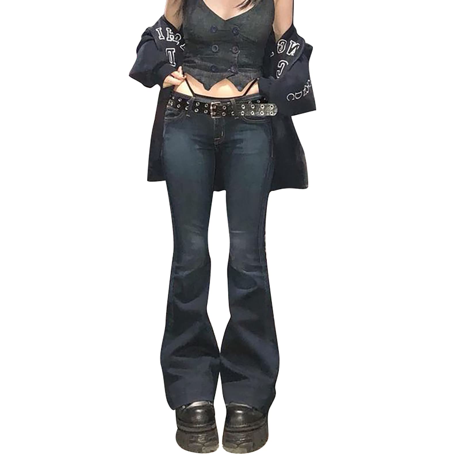 XBTCLXEBCO High Waist Wide Leg Jeans for Women - Trendy Streetwear Pants, Comfortable Stretch Denim, Plus Size Available - Perfect for Casual Outfits, Shopping & Urban Fashion