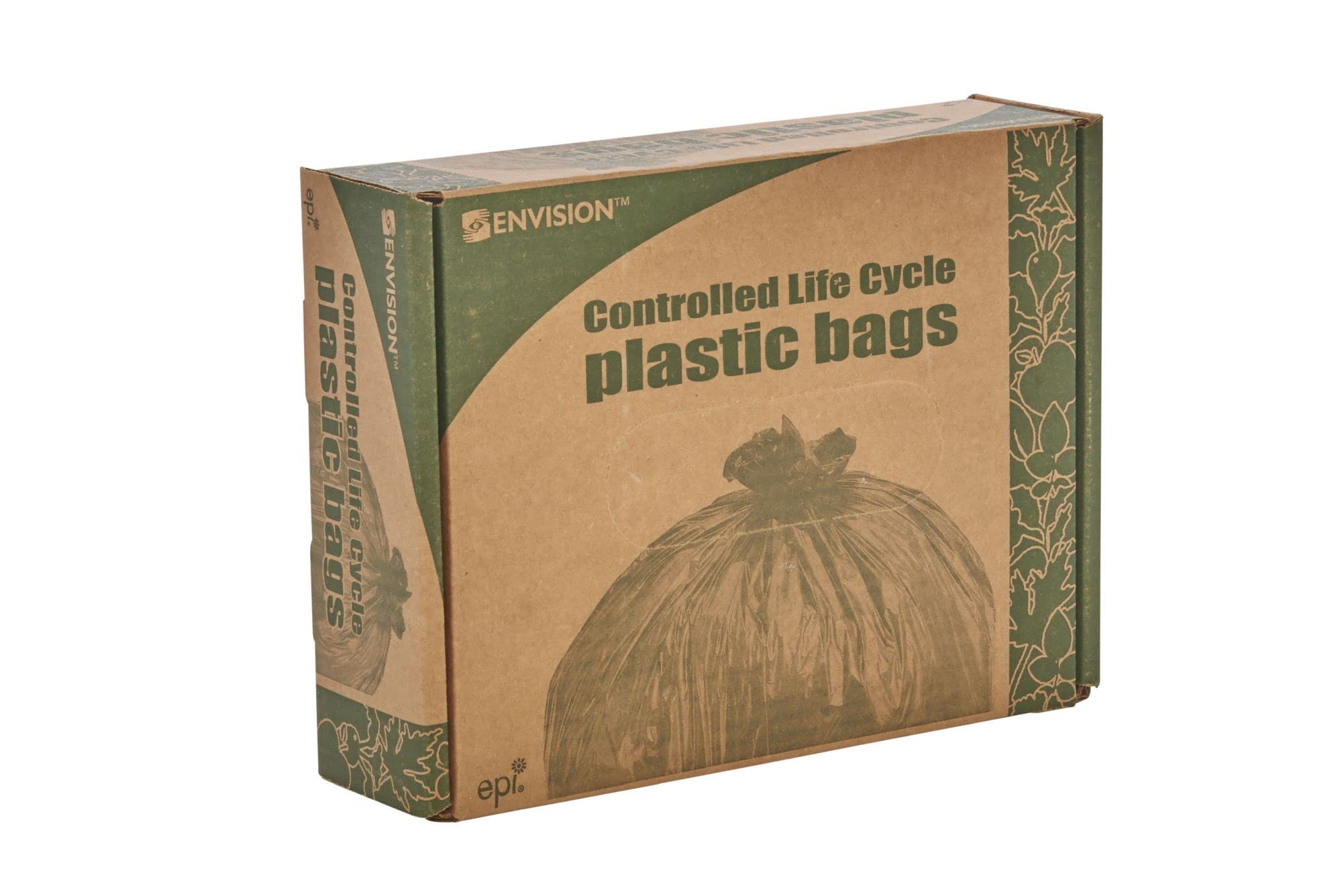 Envision G3036B80 30 Gallon Heavy Duty Trash Bags - 60 Count Eco-Friendly Brown Garbage Can Liners (0.8 mil) for Kitchen, Office & Outdoor Waste Disposal