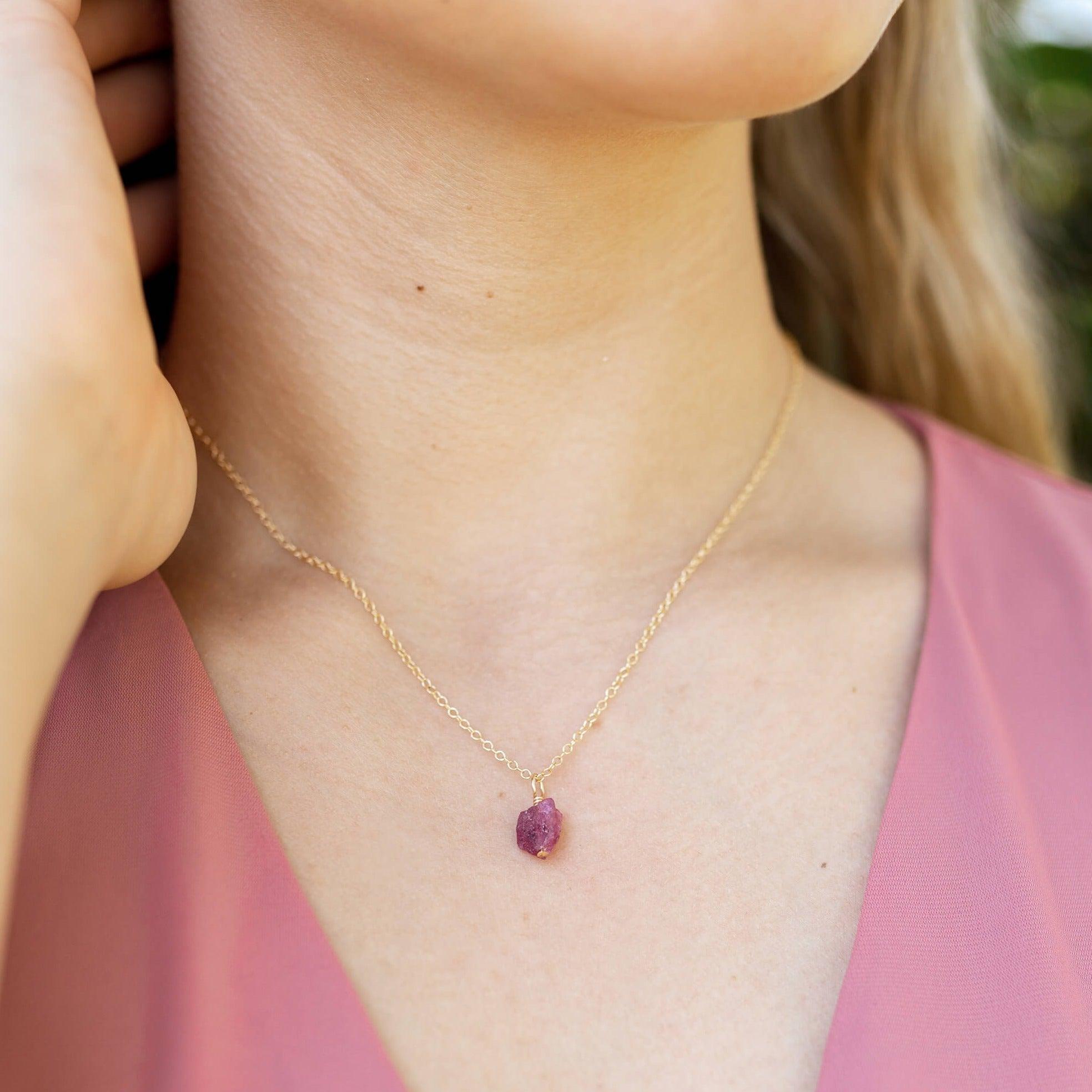 Natural Raw Pink Tourmaline Pendant Necklace - Dainty Gemstone Jewelry for Women, Gift for Her, Perfect for Everyday Wear & Special Occasions