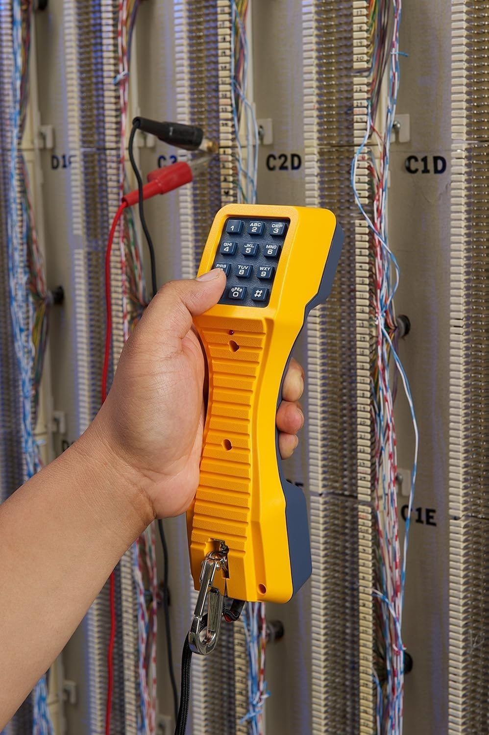 Fluke Networks TS19 Telephone Test Set with Angled Bed-of-Nails Clips - Professional Line Testing Tool for Telecom Technicians & Network Installers (Model 19800009)